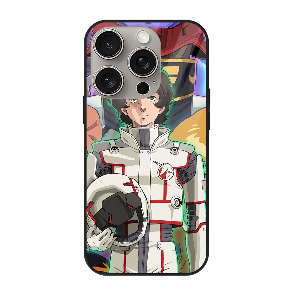（画像用） 機動戦士ガンダム Mobile Suit Gundam 【iPhone15Pro対応】スマホケース 耐衝撃＆黄変防止 背面ガラス