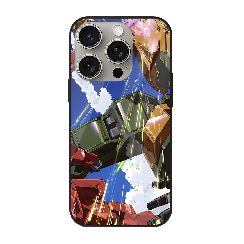 （画像用） 機動戦士ガンダム Mobile Suit Gundam 【iPhone15Pro対応】スマホケース 耐衝撃＆黄変防止 背面ガラス