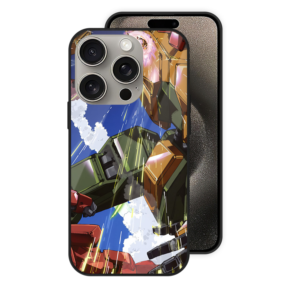 （画像用） 機動戦士ガンダム Mobile Suit Gundam 【iPhone15Pro対応】スマホケース 耐衝撃＆黄変防止 背面ガラス