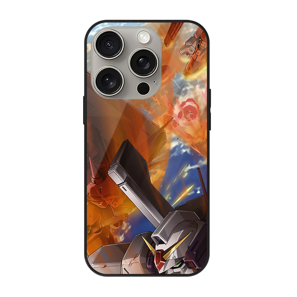 （画像用） 機動戦士ガンダム Mobile Suit Gundam 【iPhone15Pro対応】スマホケース 耐衝撃＆黄変防止 背面ガラス