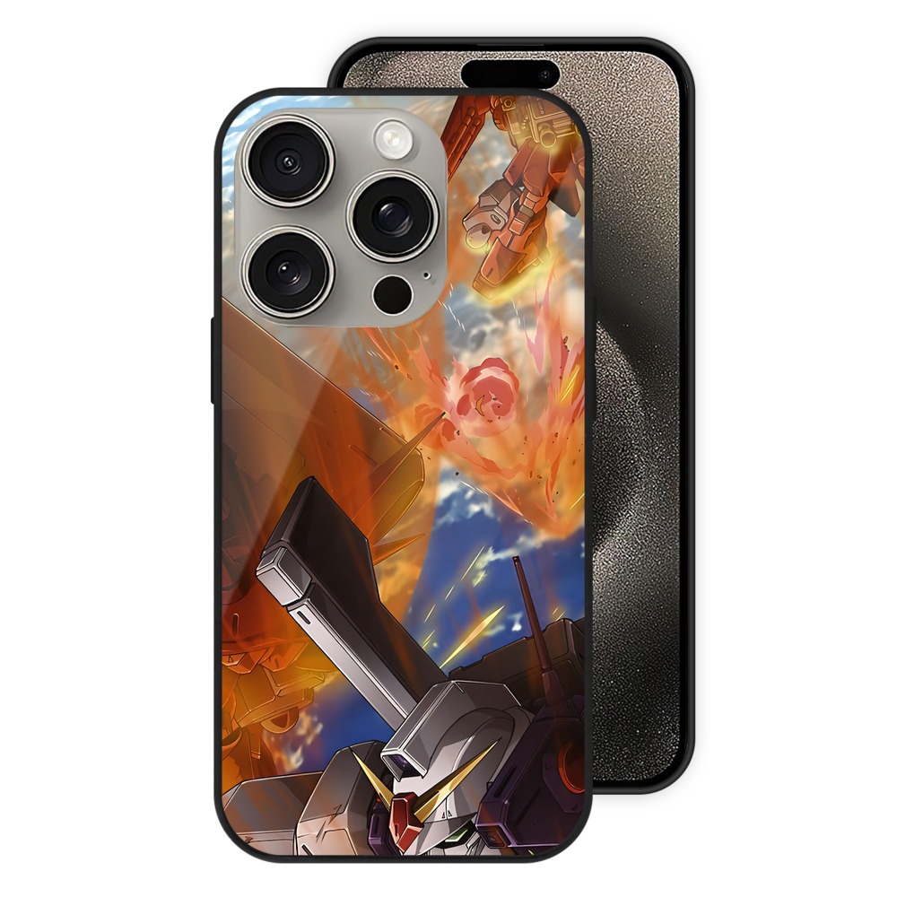 （画像用） 機動戦士ガンダム Mobile Suit Gundam 【iPhone15Pro対応】スマホケース 耐衝撃＆黄変防止 背面ガラス