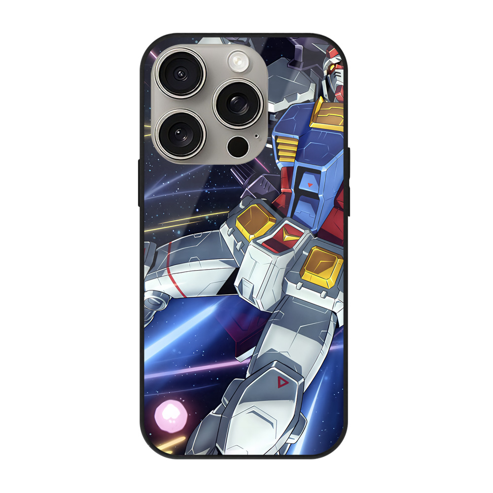 （画像用） 機動戦士ガンダム Mobile Suit Gundam 【iPhone15Pro対応】スマホケース 耐衝撃＆黄変防止 背面ガラス