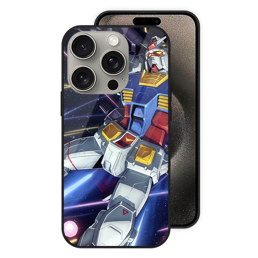 （画像用） 機動戦士ガンダム Mobile Suit Gundam 【iPhone15Pro対応】スマホケース 耐衝撃＆黄変防止 背面ガラス