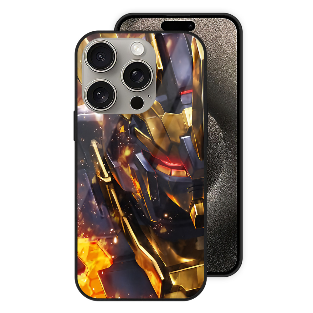 （画像用） 機動戦士ガンダム Mobile Suit Gundam 【iPhone15Pro対応】スマホケース 耐衝撃＆黄変防止 背面ガラス