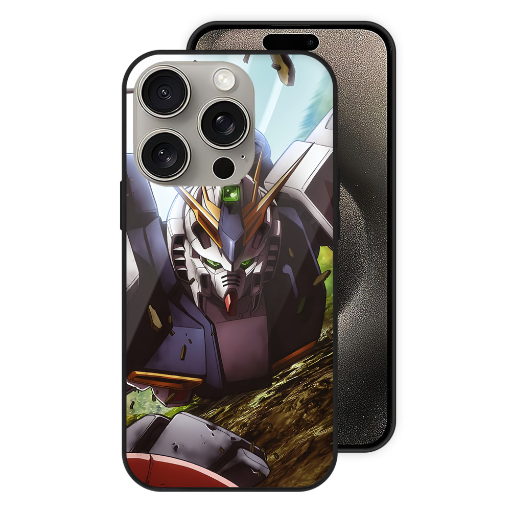 （画像用） 機動戦士ガンダム Mobile Suit Gundam 【iPhone15Pro対応】スマホケース 耐衝撃＆黄変防止 背面ガラス