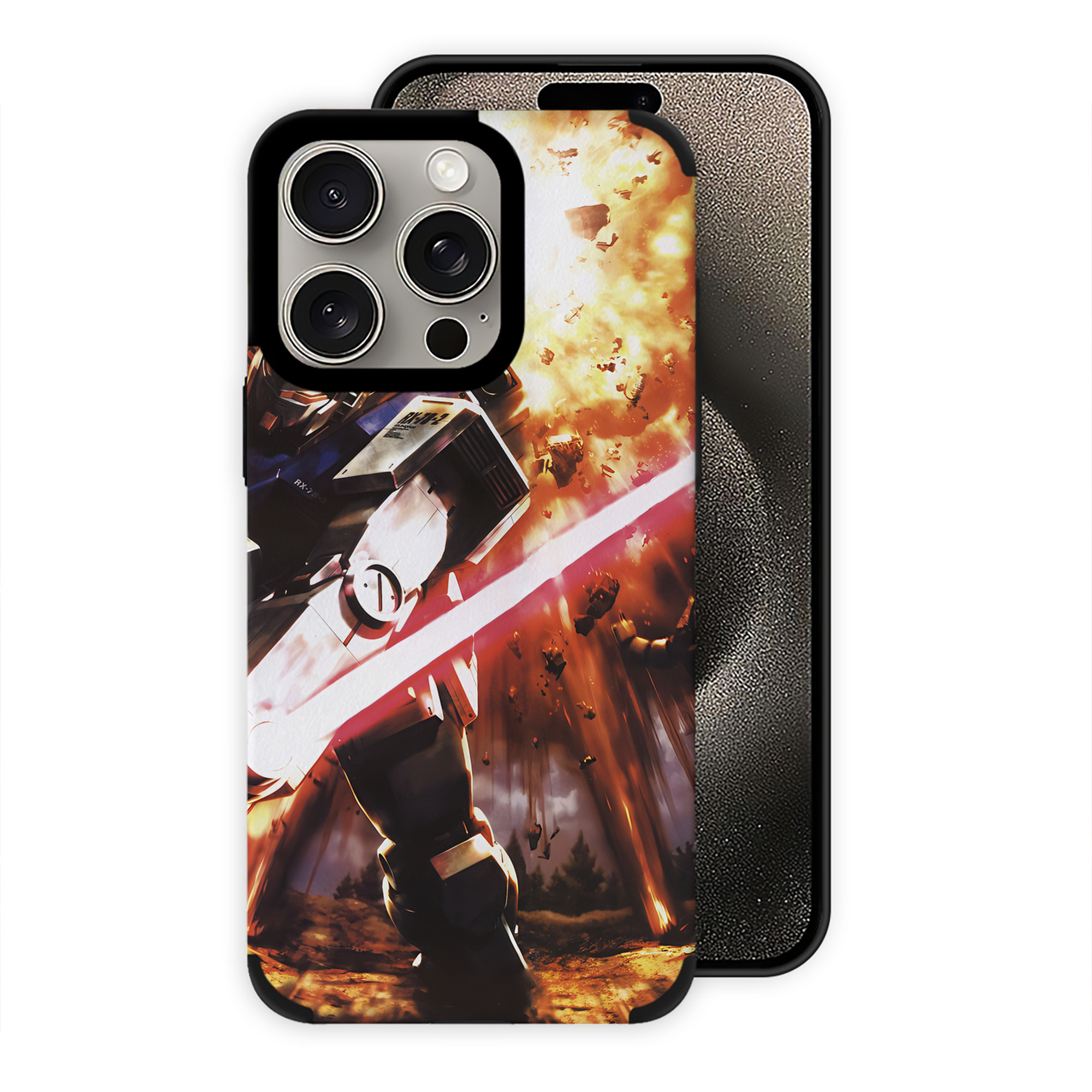 （画像用） 機動戦士ガンダム Mobile Suit Gundam 【iPhone15ProMax対応】 PUレザー スマホケース 耐衝撃＆黄変防止