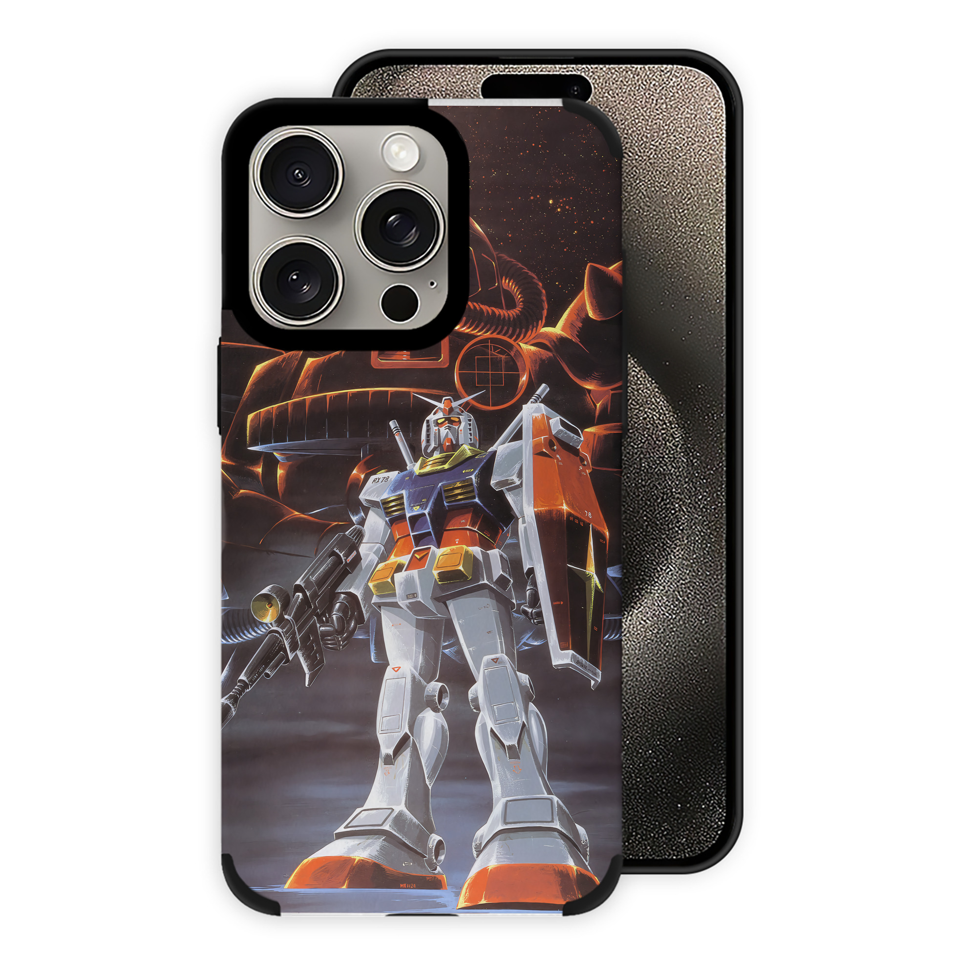 （画像用） 機動戦士ガンダム Mobile Suit Gundam 【iPhone15ProMax対応】 PUレザー スマホケース 耐衝撃＆黄変防止