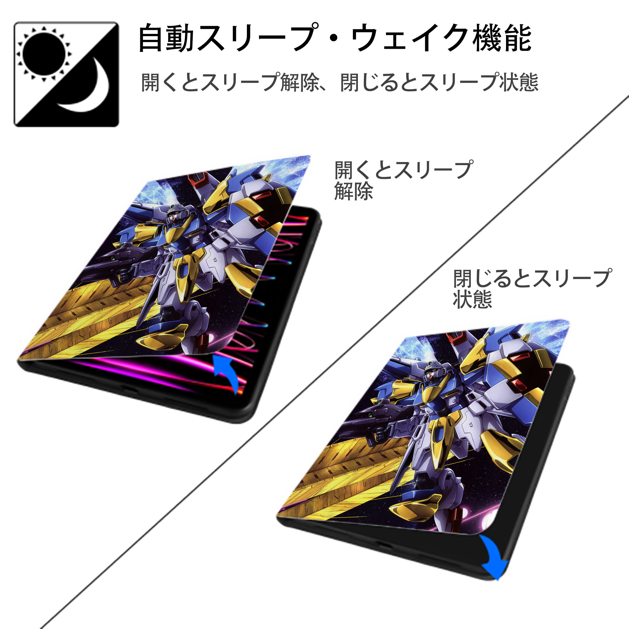 機動戦士ガンダム Mobile Suit Gundam IPad ケース ペン収納付き 三つ折りスタンド PUレザー×シリコン 対応機種9.5/10.5/10.9インチ
