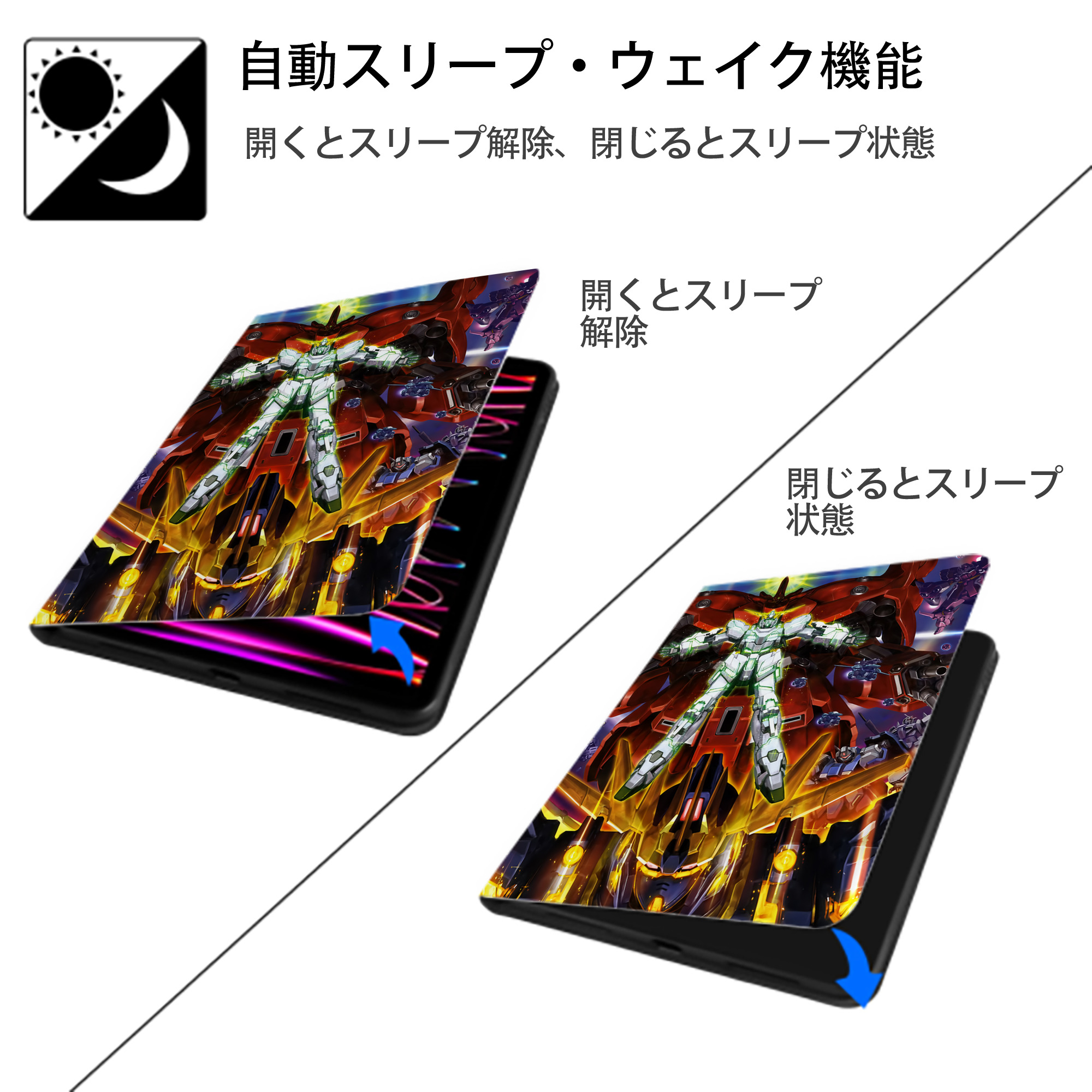 機動戦士ガンダム Mobile Suit Gundam IPad ケース ペン収納付き 三つ折りスタンド PUレザー×シリコン 対応機種9.5/10.5/10.9インチ