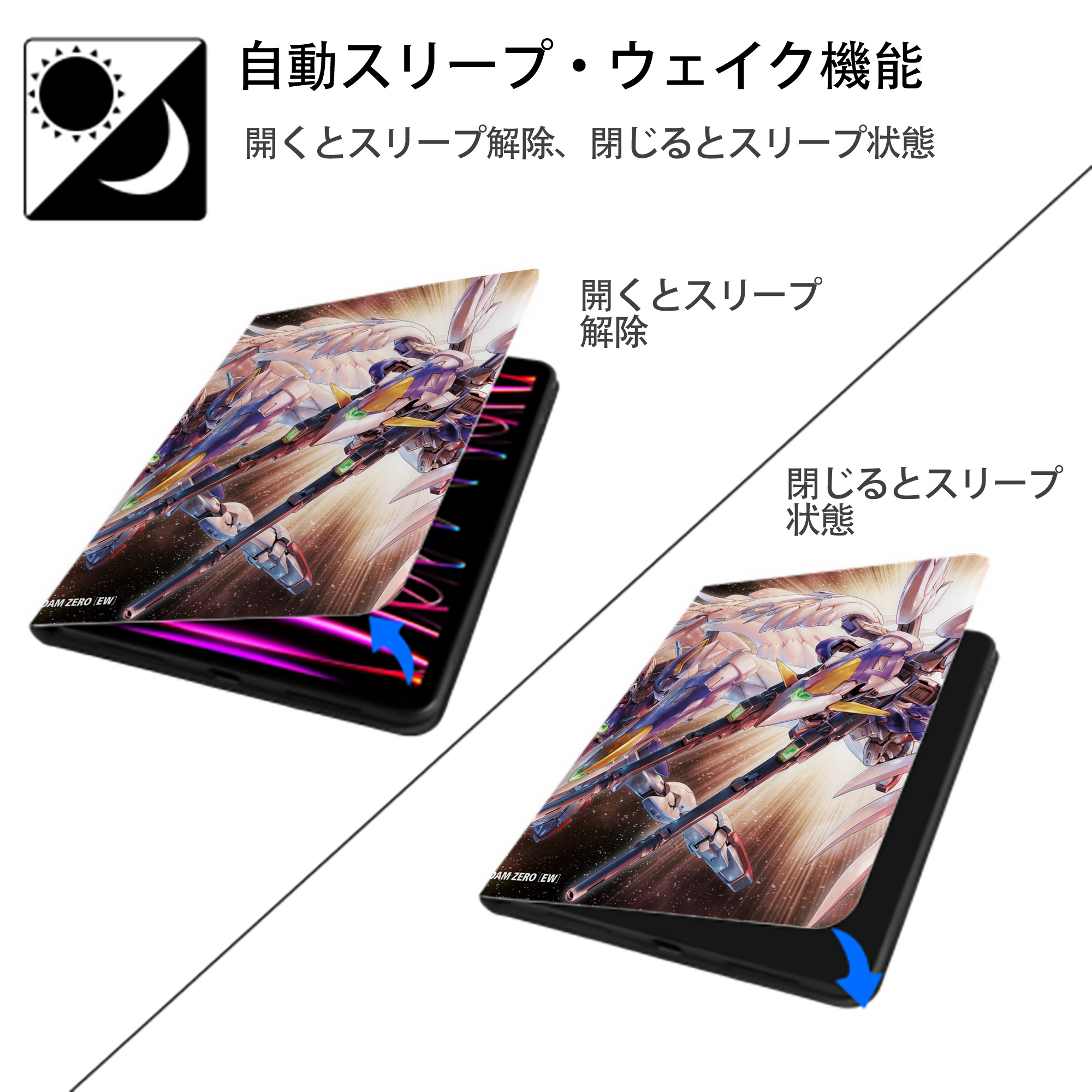 機動戦士ガンダム Mobile Suit Gundam IPad ケース ペン収納付き 三つ折りスタンド PUレザー×シリコン 対応機種9.5/10.5/10.9インチ