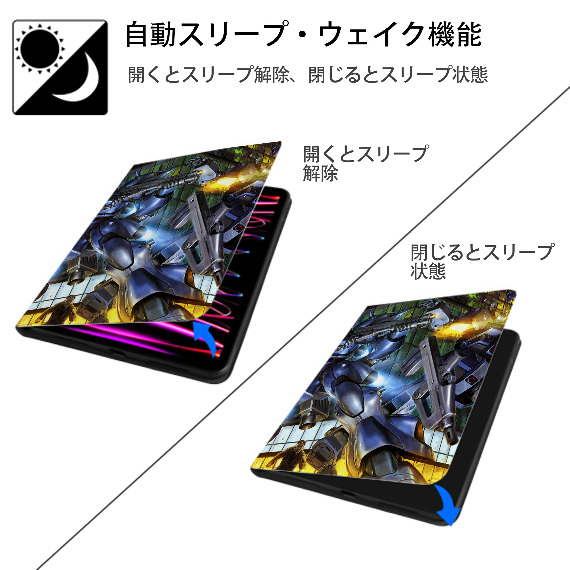 機動戦士ガンダム Mobile Suit Gundam IPad ケース ペン収納付き 三つ折りスタンド PUレザー×シリコン 対応機種9.5/10.5/10.9インチ