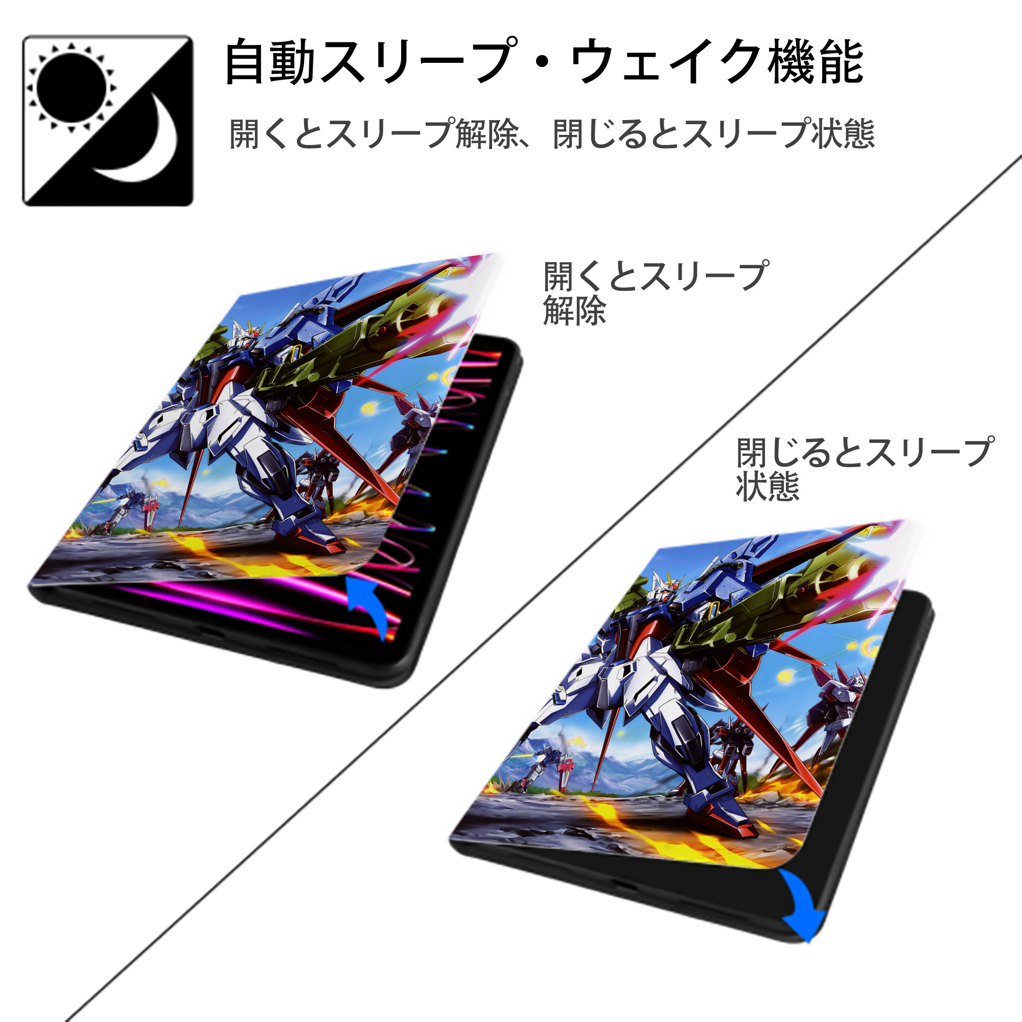 機動戦士ガンダム Mobile Suit Gundam IPad ケース ペン収納付き 三つ折りスタンド PUレザー×シリコン 対応機種9.5/10.5/10.9インチ