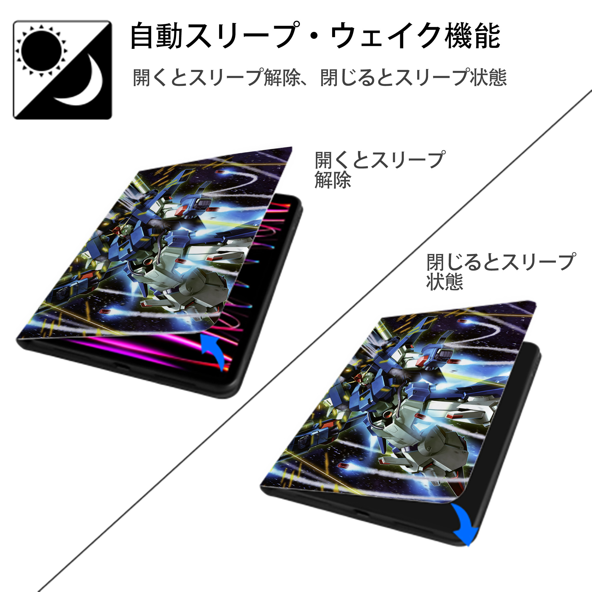 機動戦士ガンダム Mobile Suit Gundam IPad ケース ペン収納付き 三つ折りスタンド PUレザー×シリコン 対応機種9.5/10.5/10.9インチ