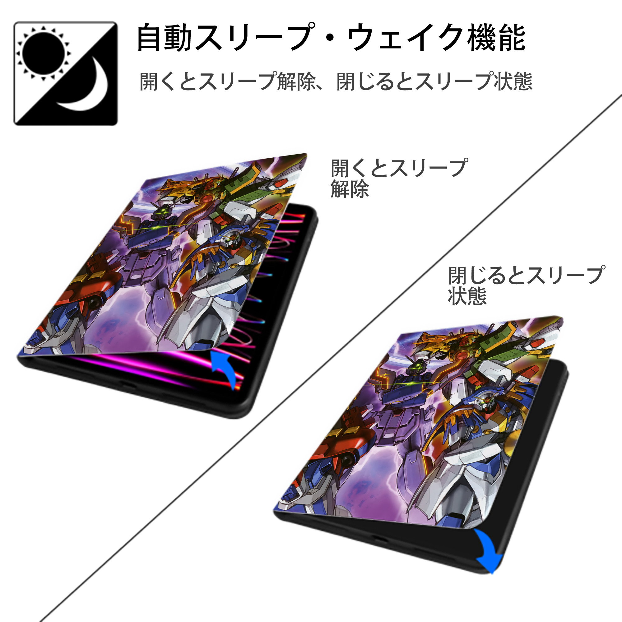 機動戦士ガンダム Mobile Suit Gundam IPad ケース ペン収納付き 三つ折りスタンド PUレザー×シリコン 対応機種9.5/10.5/10.9インチ