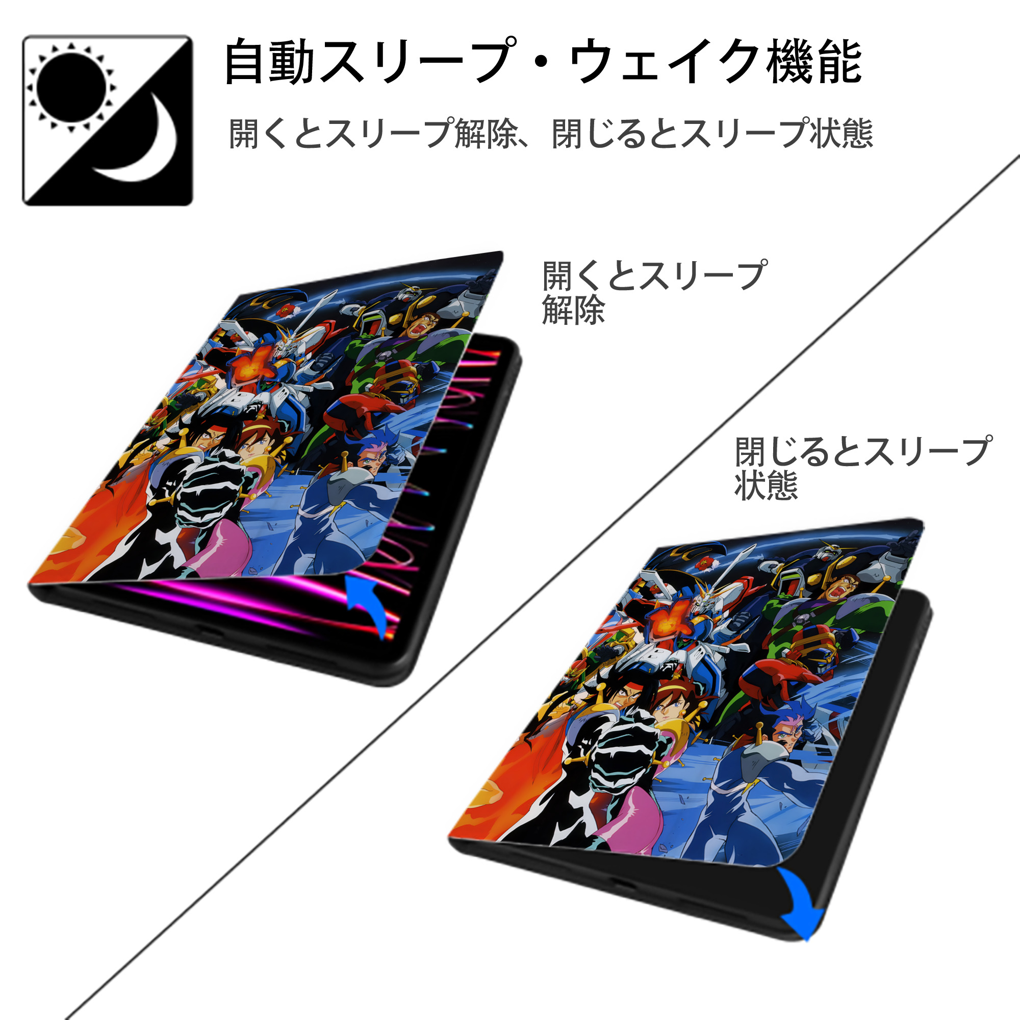 機動戦士ガンダム Mobile Suit Gundam IPad ケース ペン収納付き 三つ折りスタンド PUレザー×シリコン 対応機種9.5/10.5/10.9インチ