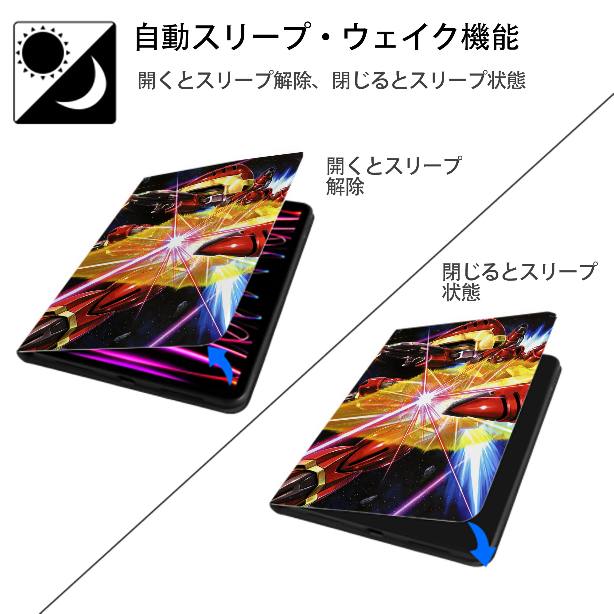 機動戦士ガンダム Mobile Suit Gundam IPad ケース ペン収納付き 三つ折りスタンド PUレザー×シリコン 対応機種9.5/10.5/10.9インチ