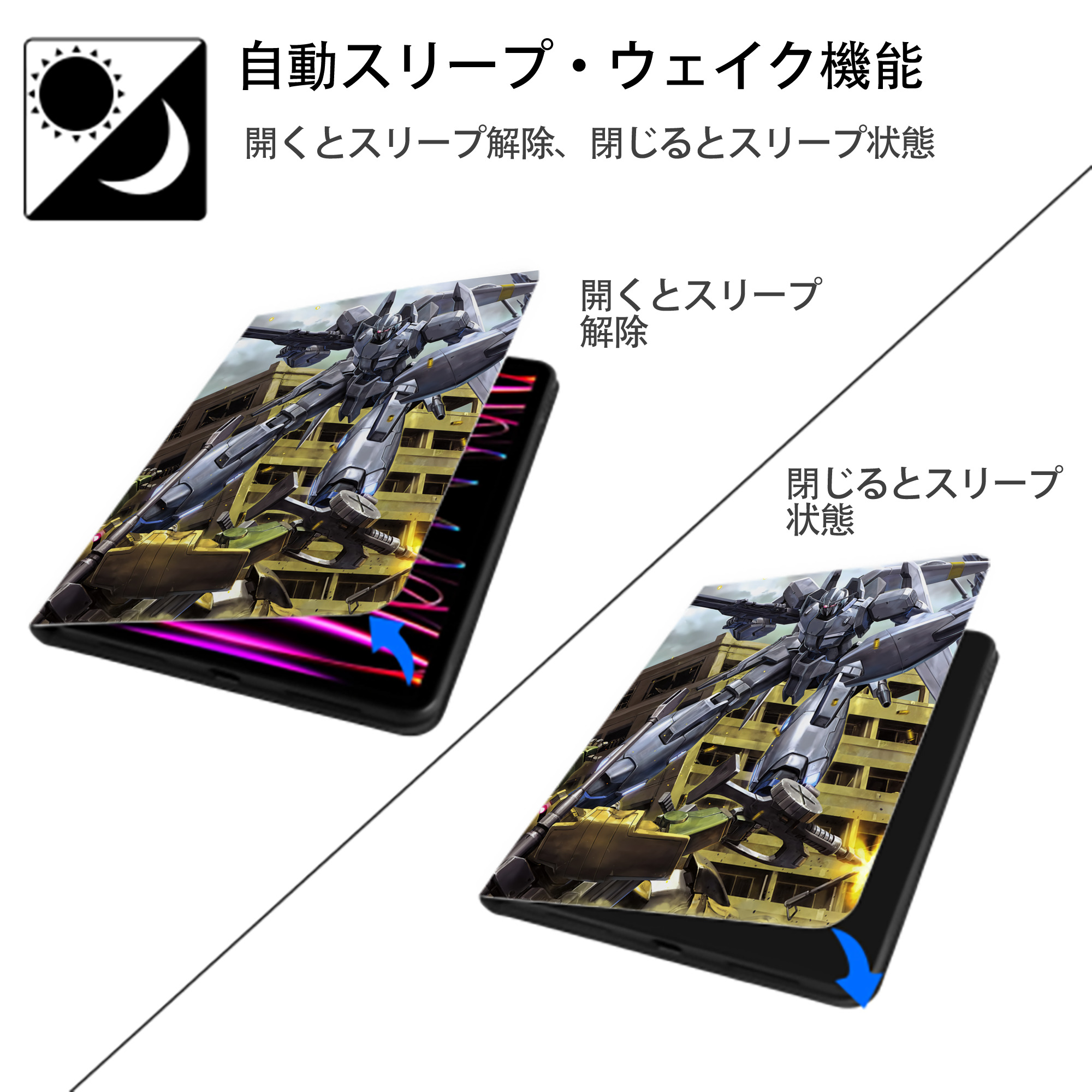 機動戦士ガンダム Mobile Suit Gundam IPad ケース ペン収納付き 三つ折りスタンド PUレザー×シリコン 対応機種9.5/10.5/10.9インチ