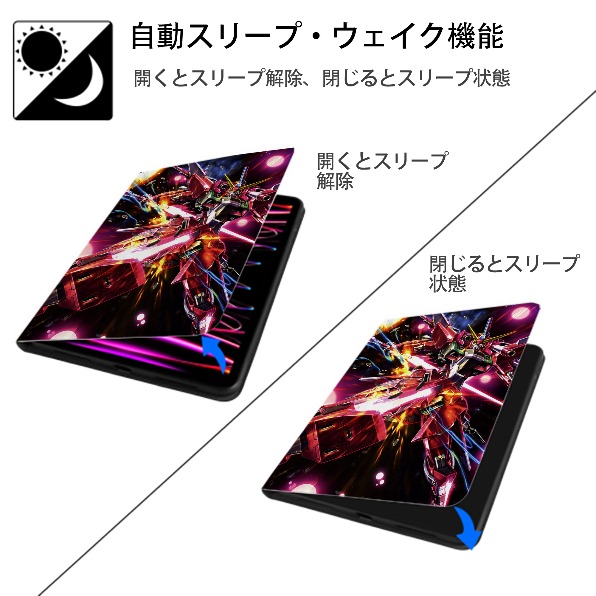 機動戦士ガンダム Mobile Suit Gundam IPad ケース ペン収納付き 三つ折りスタンド PUレザー×シリコン 対応機種9.5/10.5/10.9インチ