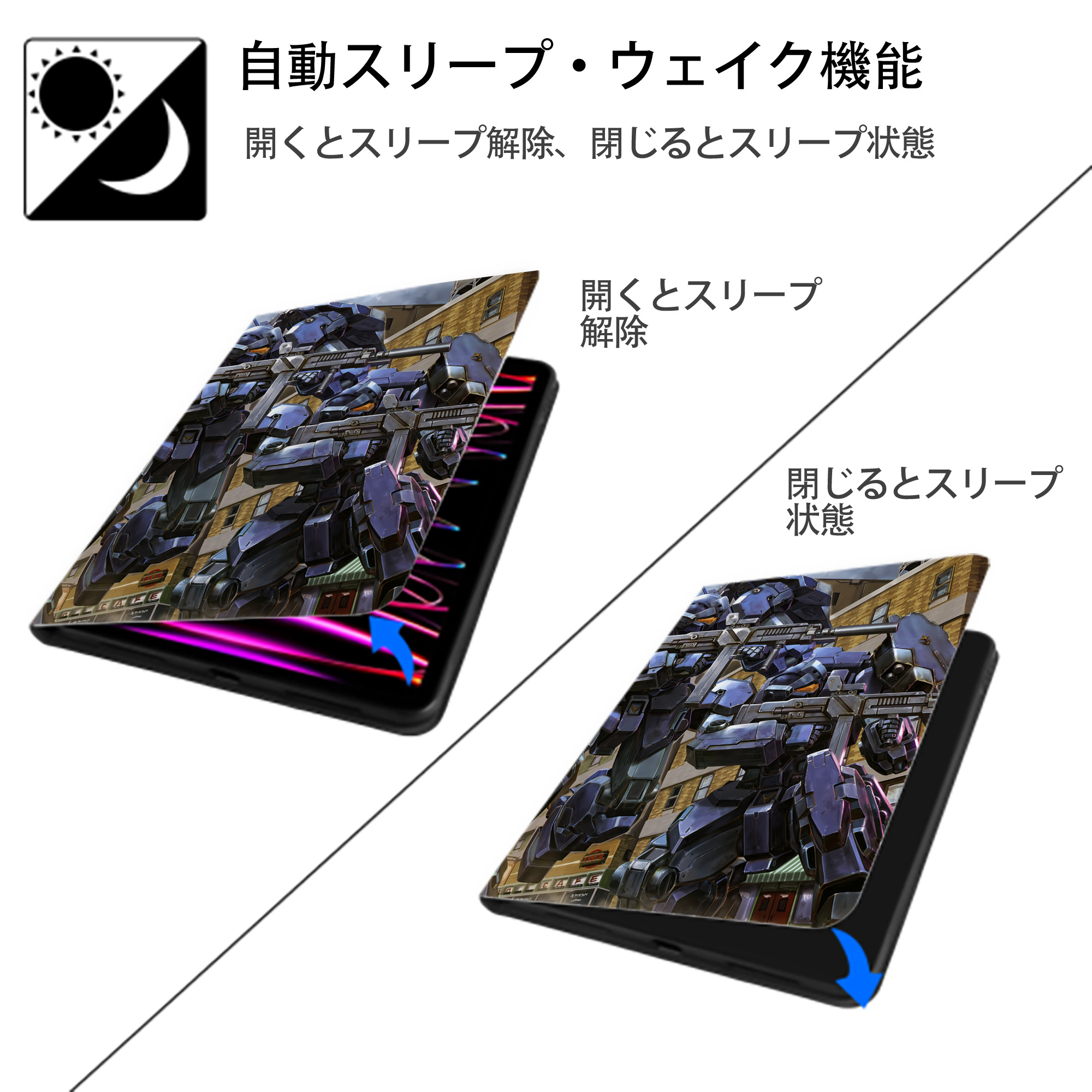 機動戦士ガンダム Mobile Suit Gundam IPad ケース ペン収納付き 三つ折りスタンド PUレザー×シリコン 対応機種9.5/10.5/10.9インチ