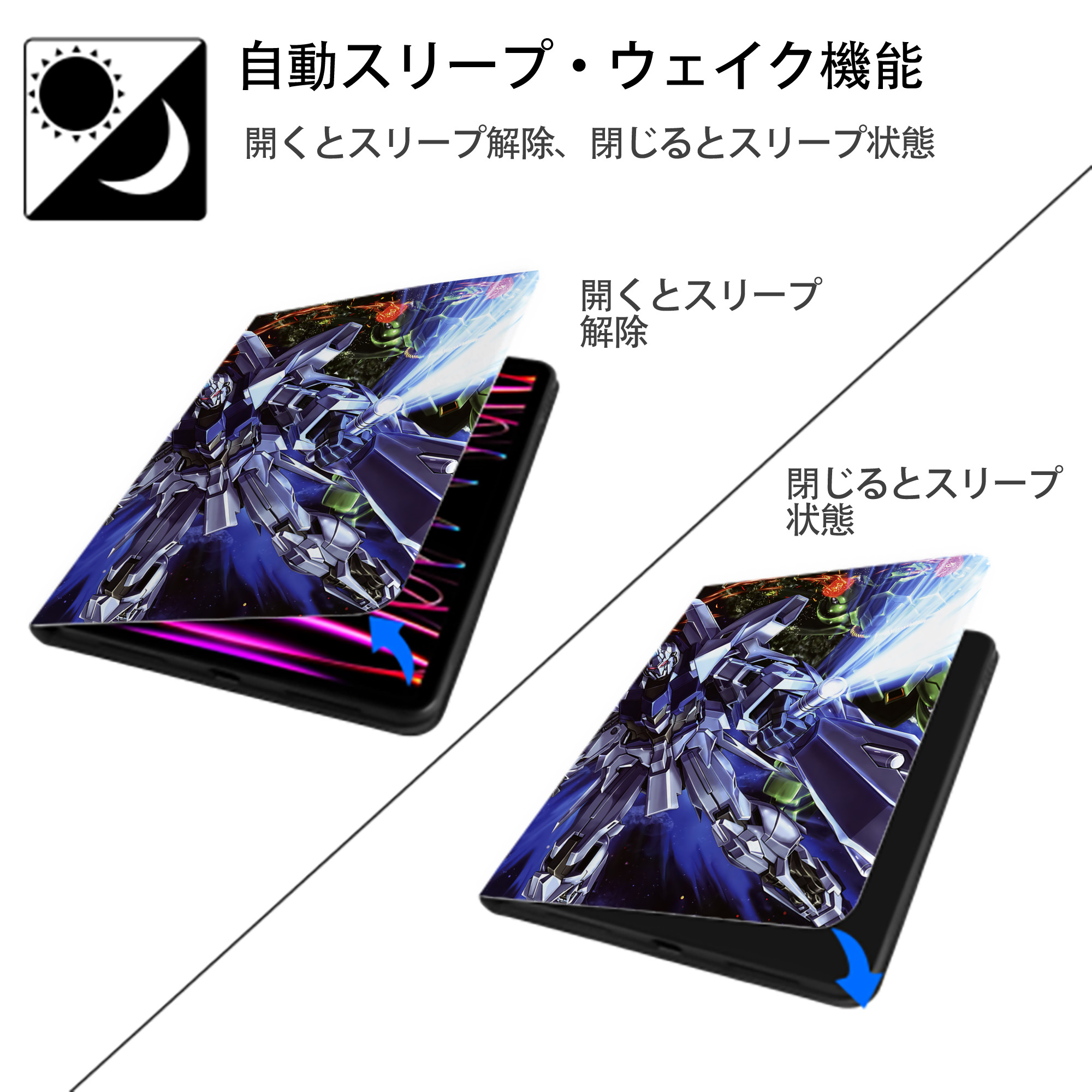 機動戦士ガンダム Mobile Suit Gundam IPad ケース ペン収納付き 三つ折りスタンド PUレザー×シリコン 対応機種9.5/10.5/10.9インチ