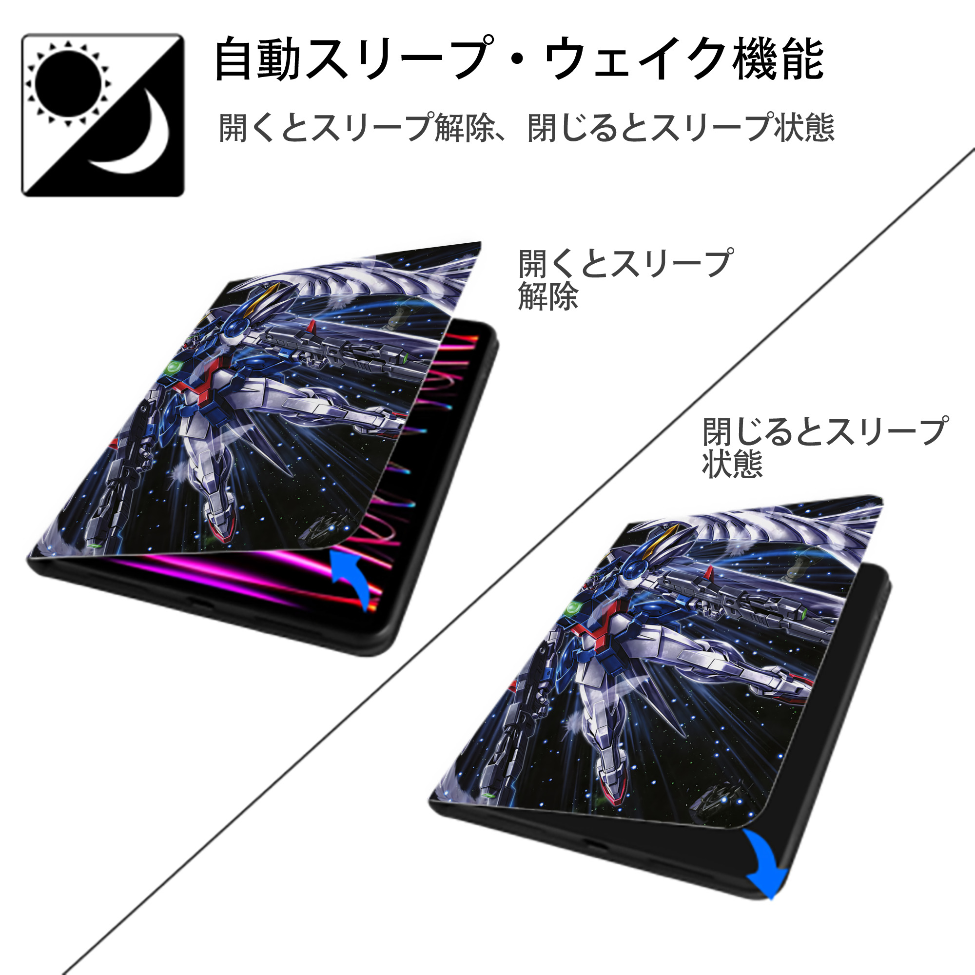 機動戦士ガンダム Mobile Suit Gundam IPad ケース ペン収納付き 三つ折りスタンド PUレザー×シリコン 対応機種9.5/10.5/10.9インチ