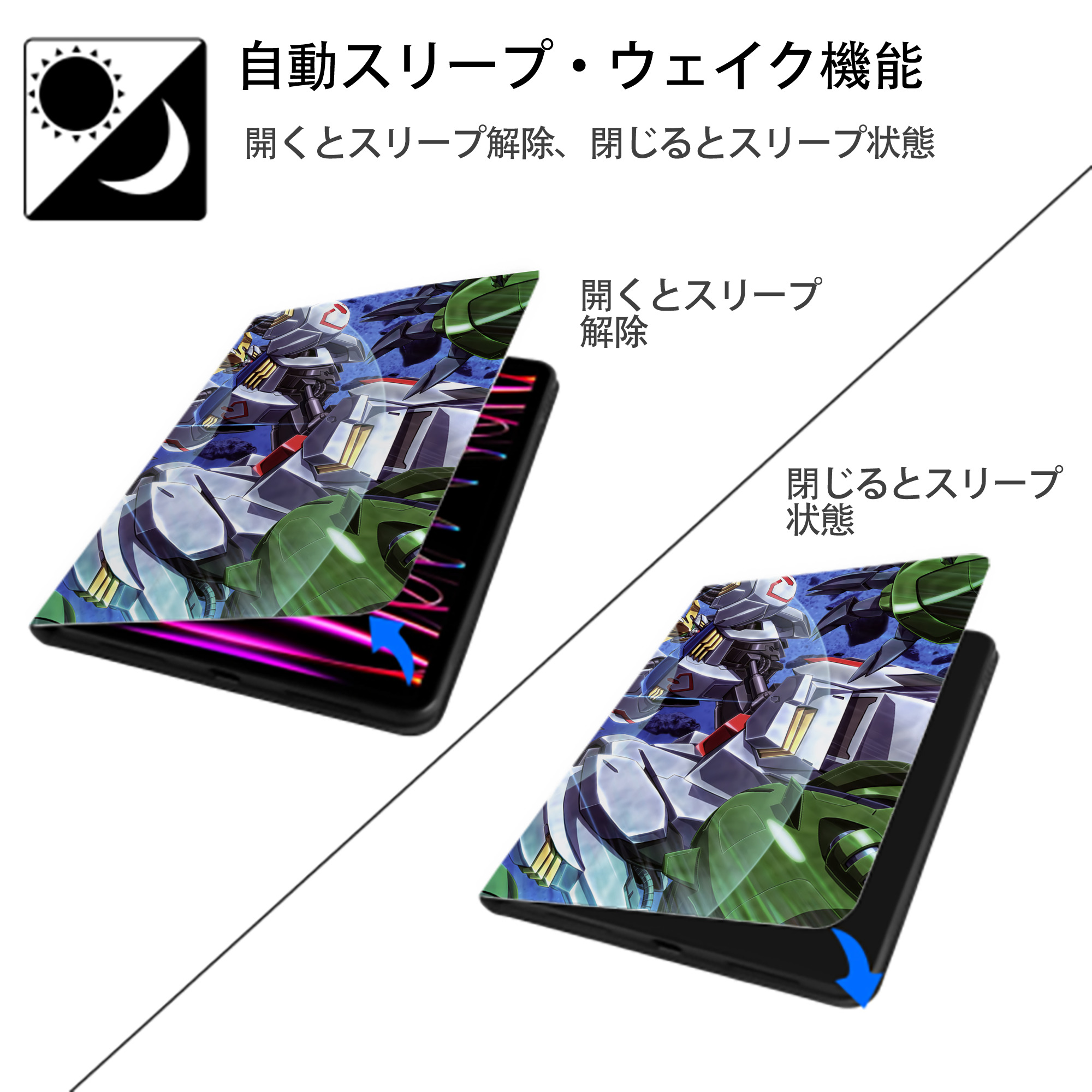 機動戦士ガンダム Mobile Suit Gundam IPad ケース ペン収納付き 三つ折りスタンド PUレザー×シリコン 対応機種9.5/10.5/10.9インチ