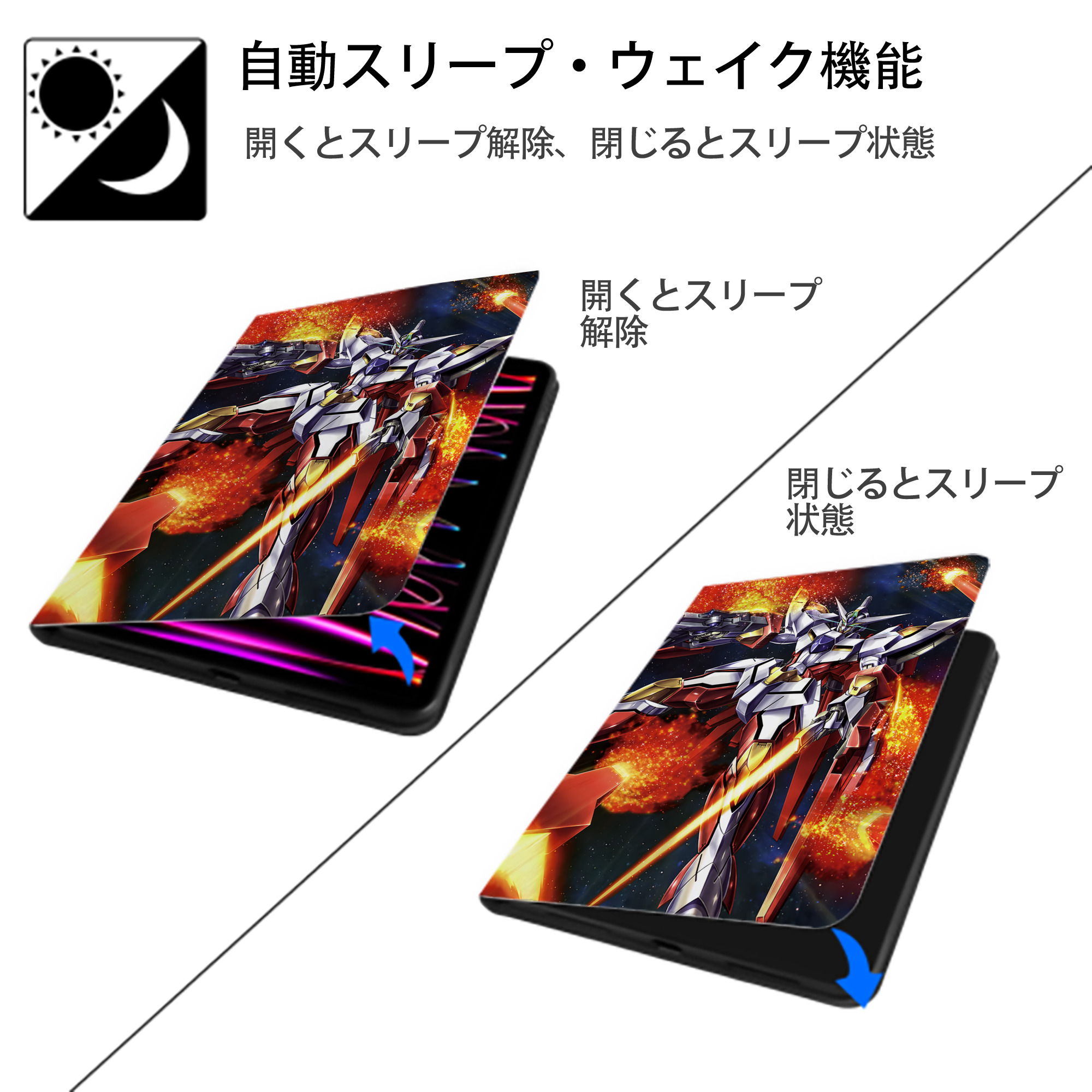 機動戦士ガンダム Mobile Suit Gundam IPad ケース ペン収納付き 三つ折りスタンド PUレザー×シリコン 対応機種9.5/10.5/10.9インチ