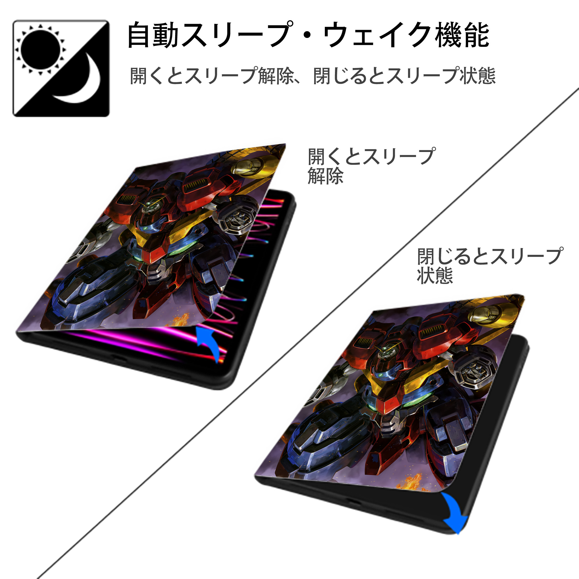 機動戦士ガンダム Mobile Suit Gundam IPad ケース ペン収納付き 三つ折りスタンド PUレザー×シリコン 対応機種9.5/10.5/10.9インチ