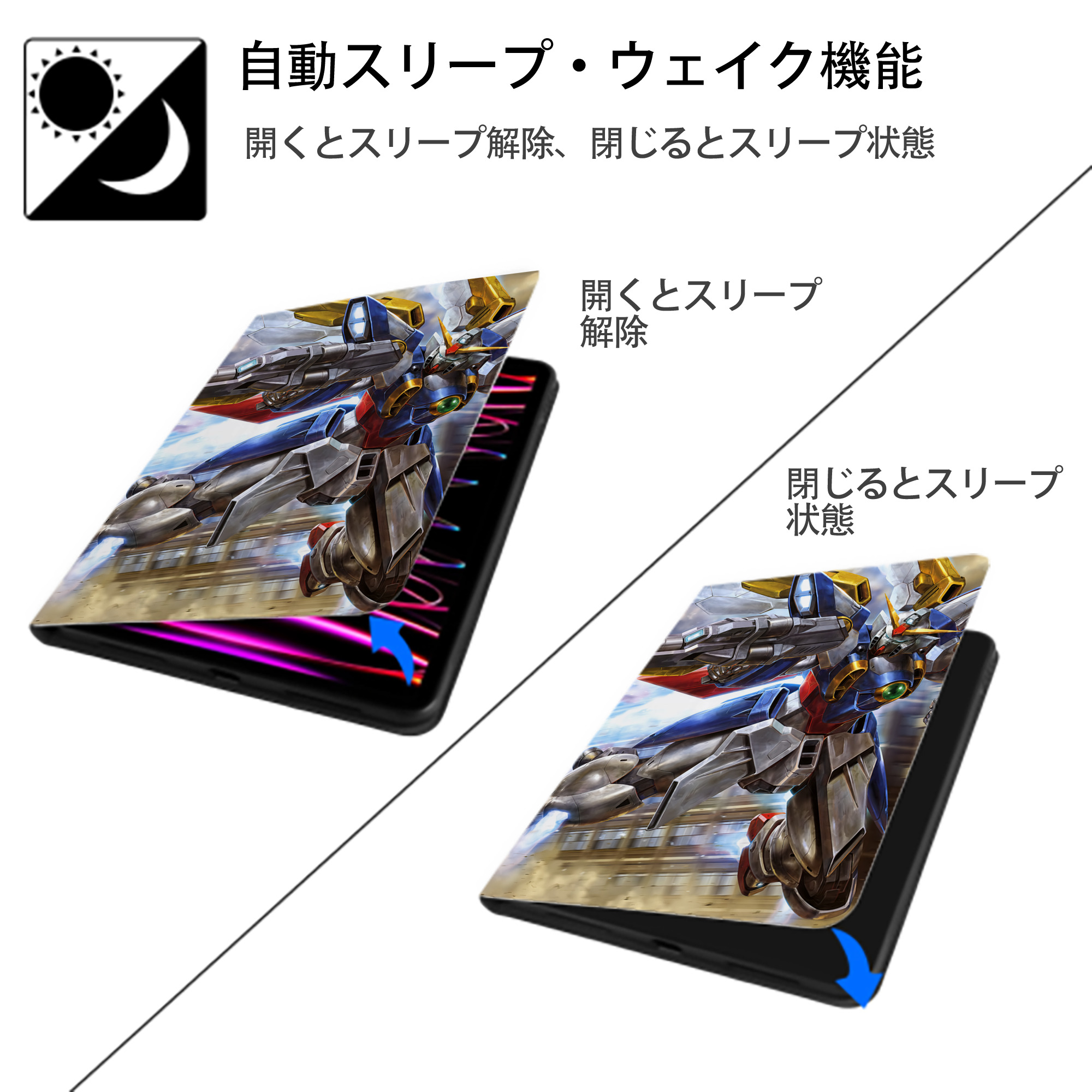 機動戦士ガンダム Mobile Suit Gundam IPad ケース ペン収納付き 三つ折りスタンド PUレザー×シリコン 対応機種9.5/10.5/10.9インチ