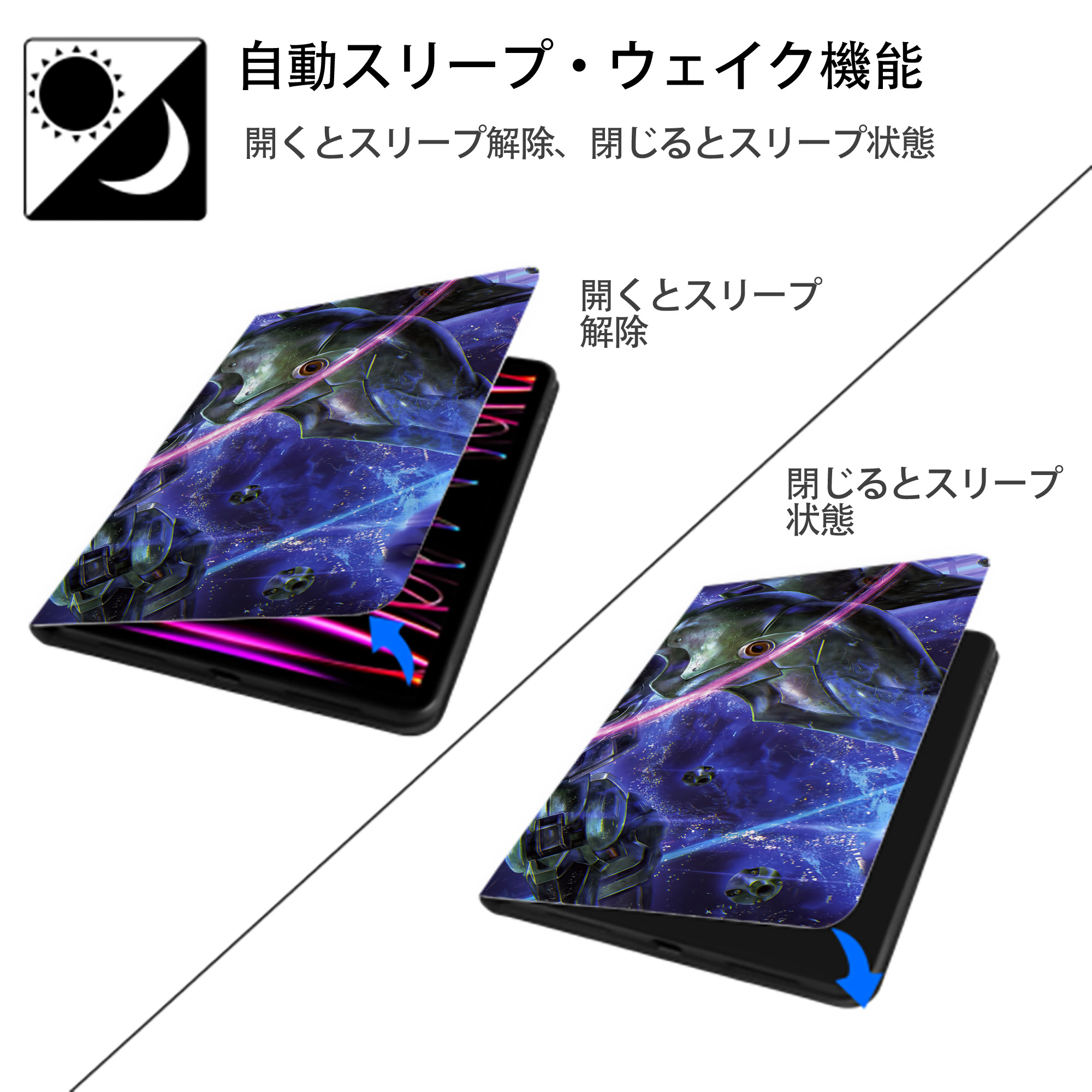 機動戦士ガンダム Mobile Suit Gundam IPad ケース ブック型 PUレザー TPU 耐衝撃 軽量 薄型 ペン収納なし 全面保護 IPad 各モデル対応