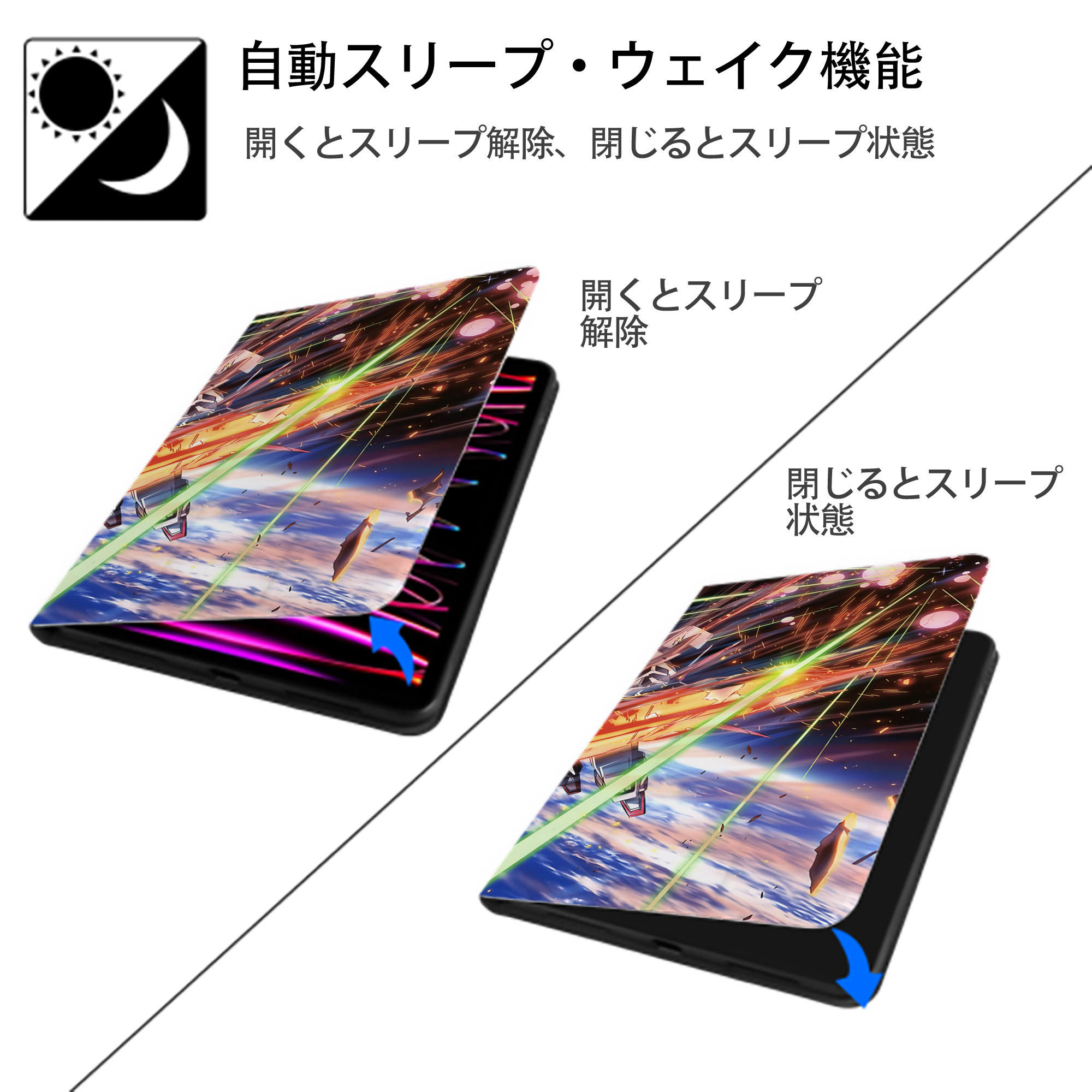 機動戦士ガンダム Mobile Suit Gundam IPad ケース ブック型 PUレザー TPU 耐衝撃 軽量 薄型 ペン収納なし 全面保護 IPad 各モデル対応