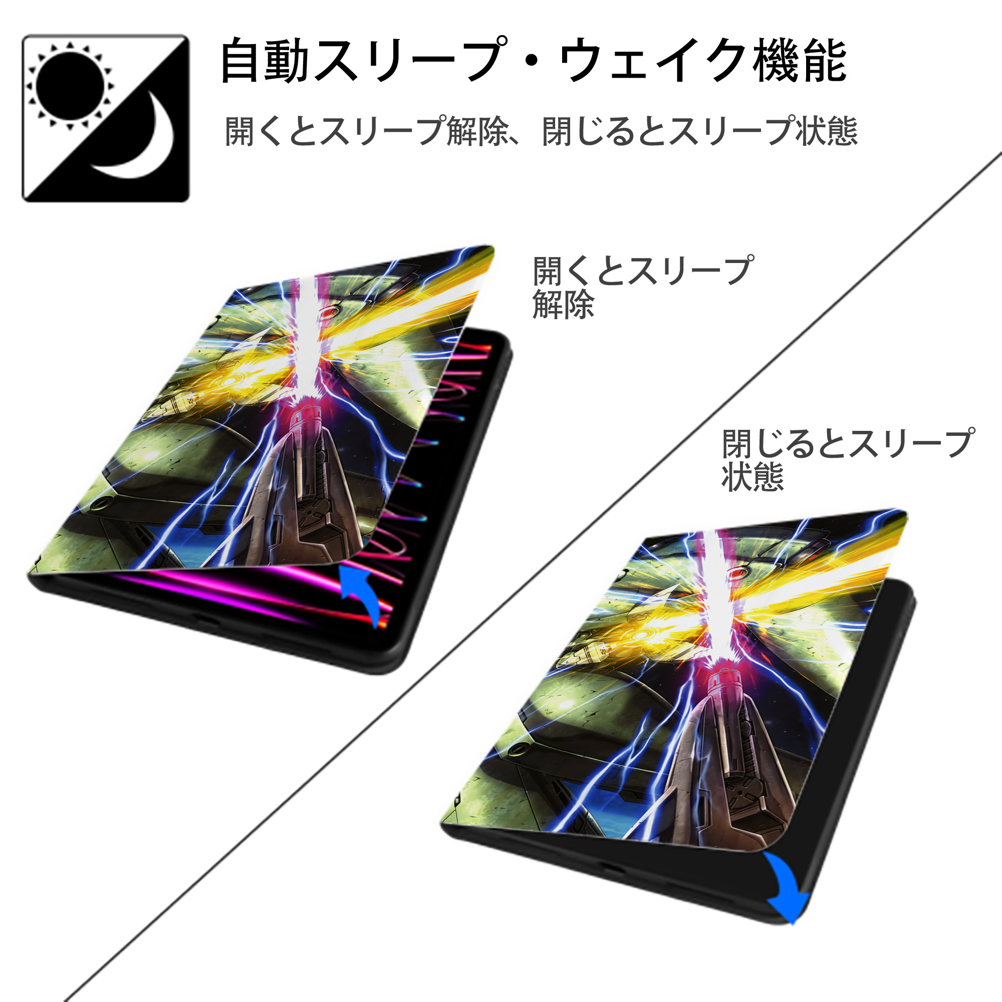 機動戦士ガンダム Mobile Suit Gundam IPad ケース ブック型 PUレザー TPU 耐衝撃 軽量 薄型 ペン収納なし 全面保護 IPad 各モデル対応