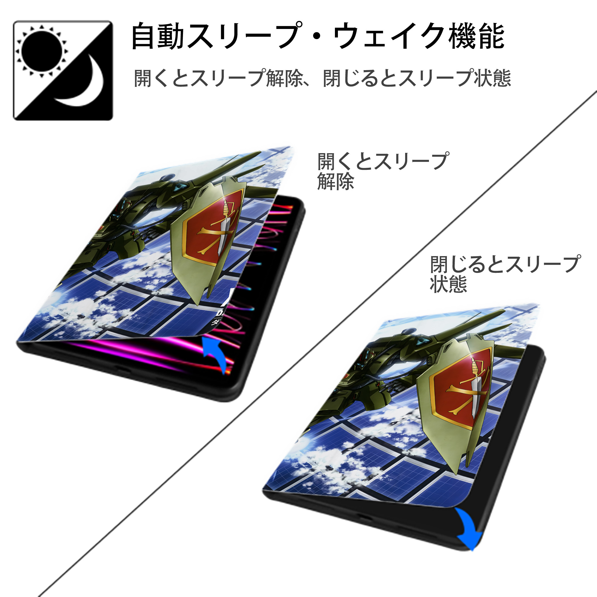 機動戦士ガンダム Mobile Suit Gundam IPad ケース ブック型 PUレザー TPU 耐衝撃 軽量 薄型 ペン収納なし 全面保護 IPad 各モデル対応