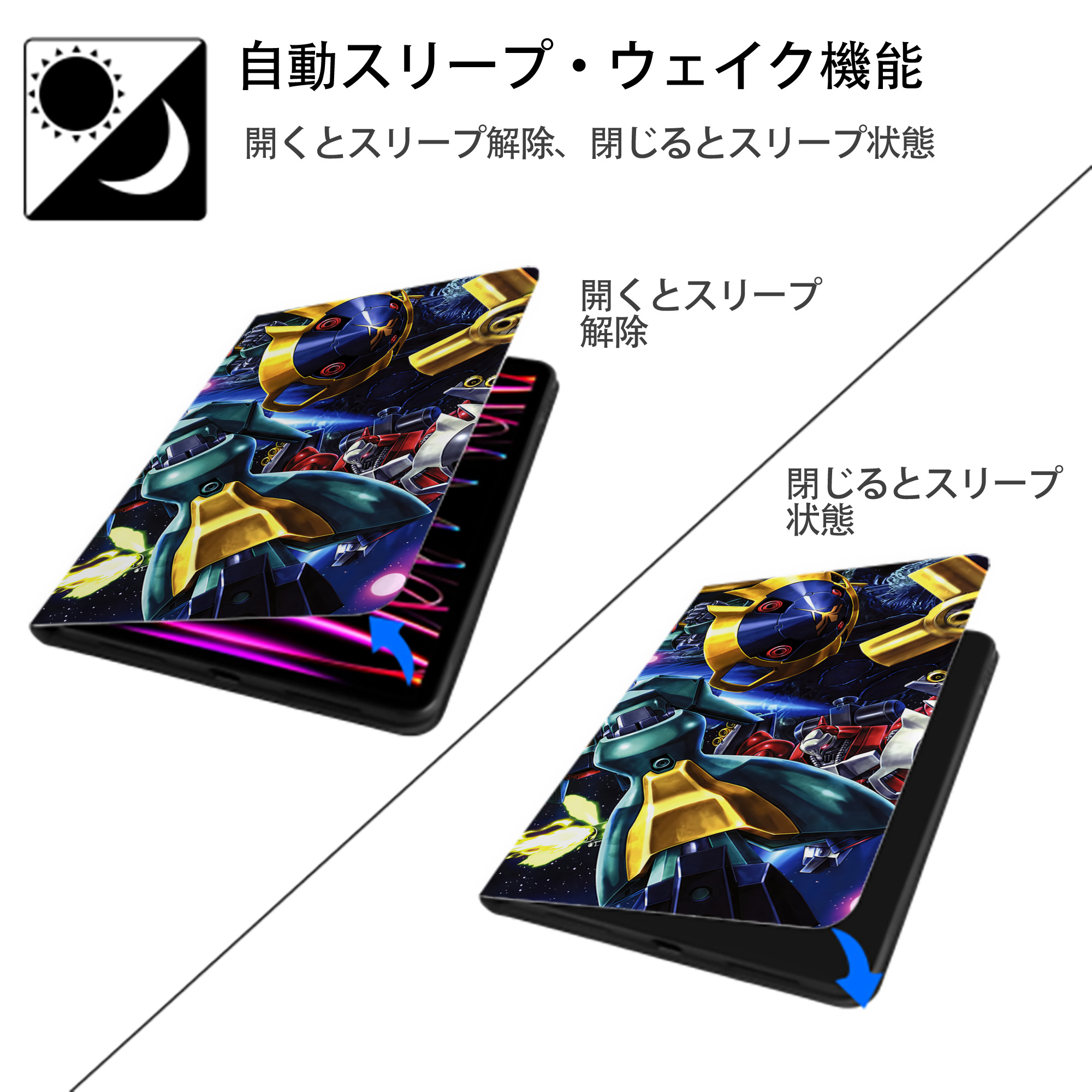 機動戦士ガンダム Mobile Suit Gundam IPad ケース ブック型 PUレザー TPU 耐衝撃 軽量 薄型 ペン収納なし 全面保護 IPad 各モデル対応