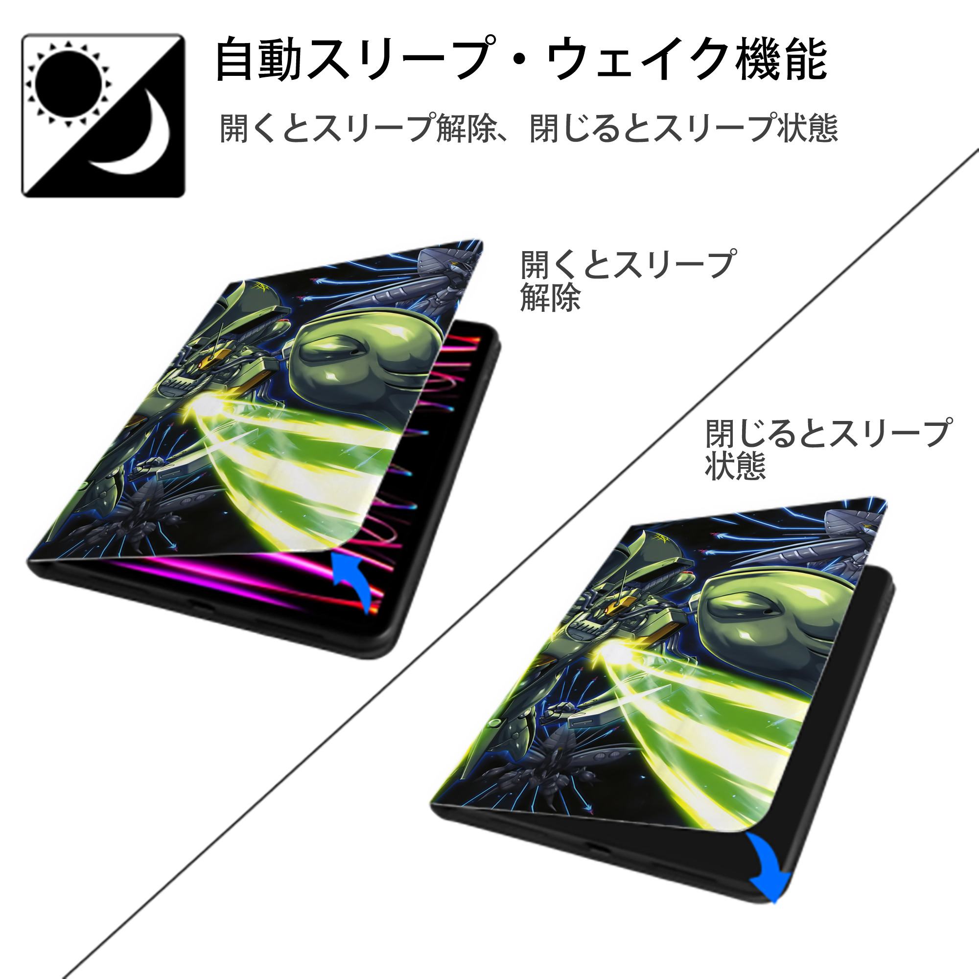 機動戦士ガンダム Mobile Suit Gundam IPad ケース ブック型 PUレザー TPU 耐衝撃 軽量 薄型 ペン収納なし 全面保護 IPad 各モデル対応