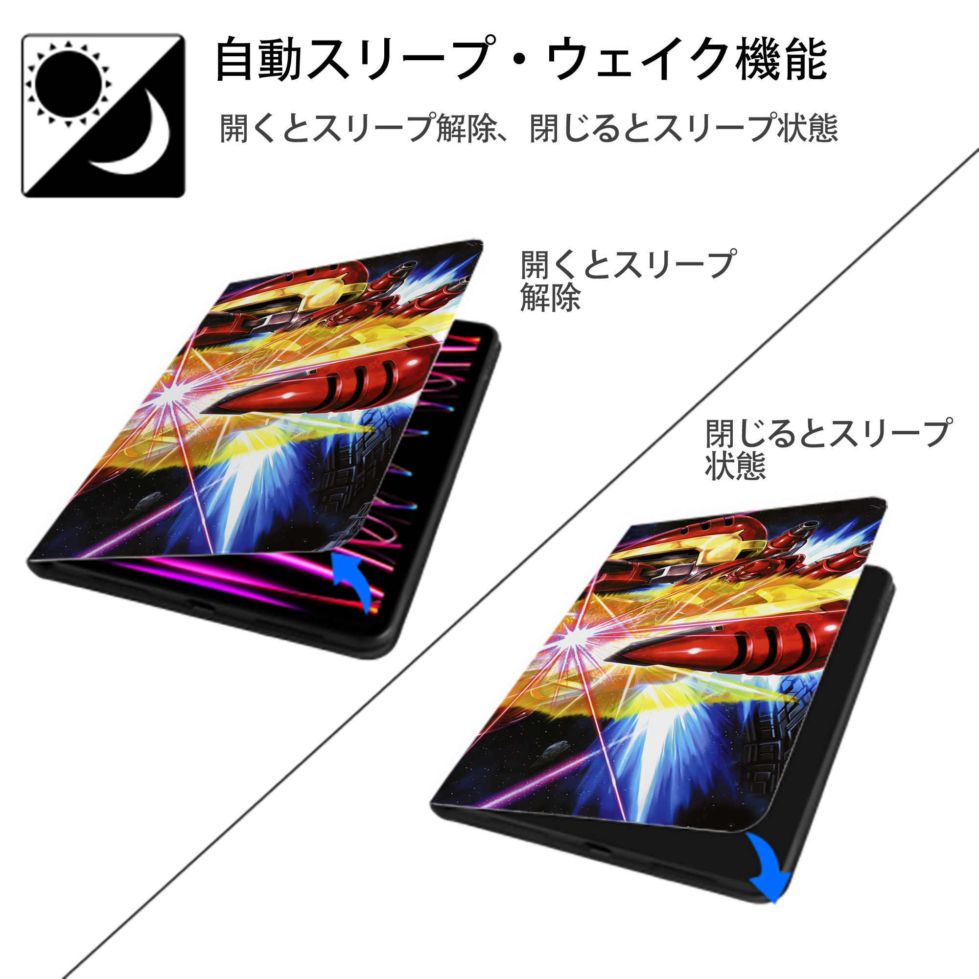 機動戦士ガンダム Mobile Suit Gundam IPad ケース ブック型 PUレザー TPU 耐衝撃 軽量 薄型 ペン収納なし 全面保護 IPad 各モデル対応