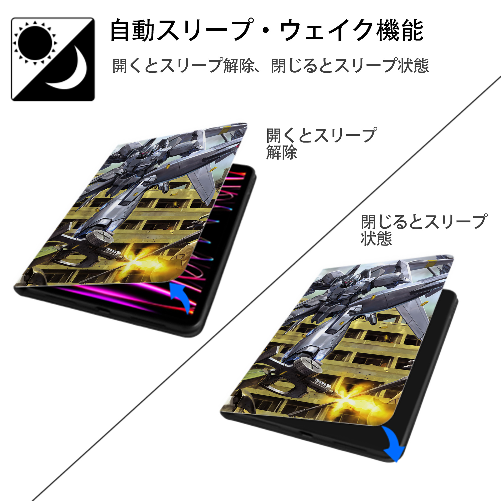 機動戦士ガンダム Mobile Suit Gundam IPad ケース ブック型 PUレザー TPU 耐衝撃 軽量 薄型 ペン収納なし 全面保護 IPad 各モデル対応