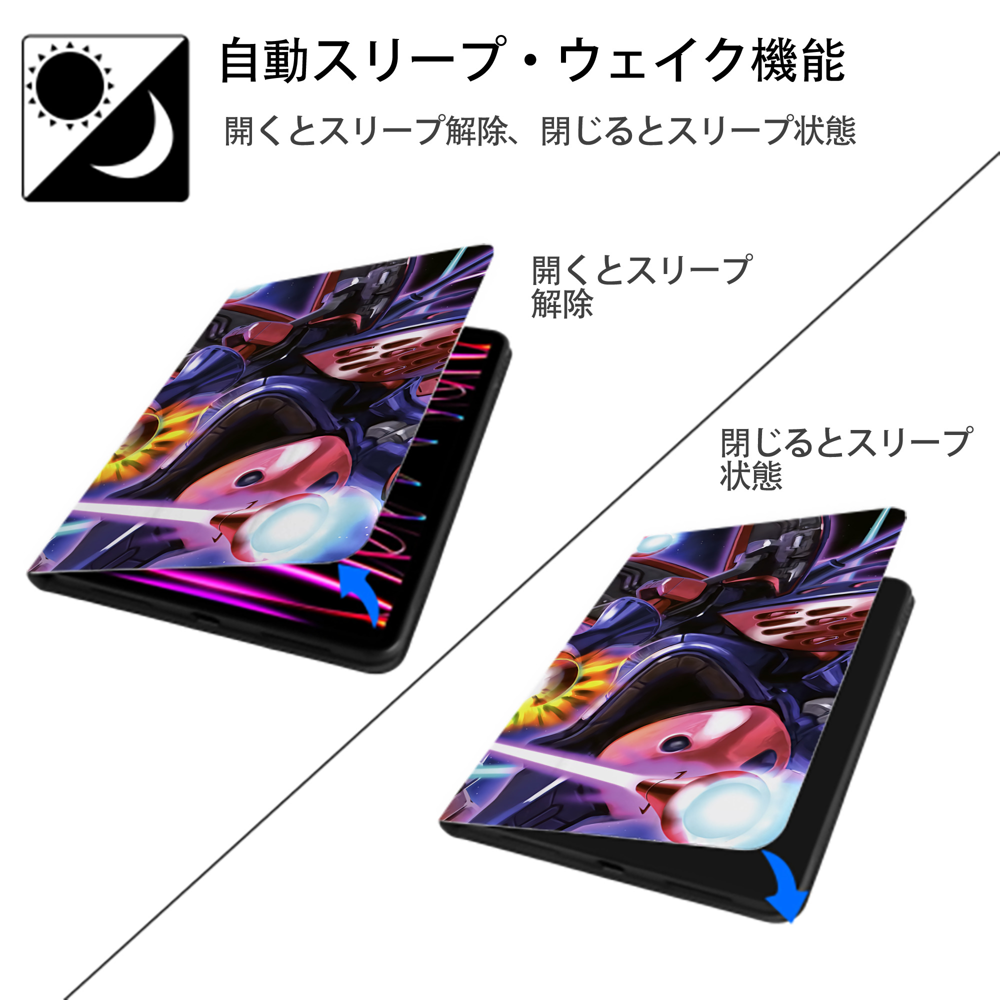 機動戦士ガンダム Mobile Suit Gundam IPad ケース ブック型 PUレザー TPU 耐衝撃 軽量 薄型 ペン収納なし 全面保護 IPad 各モデル対応