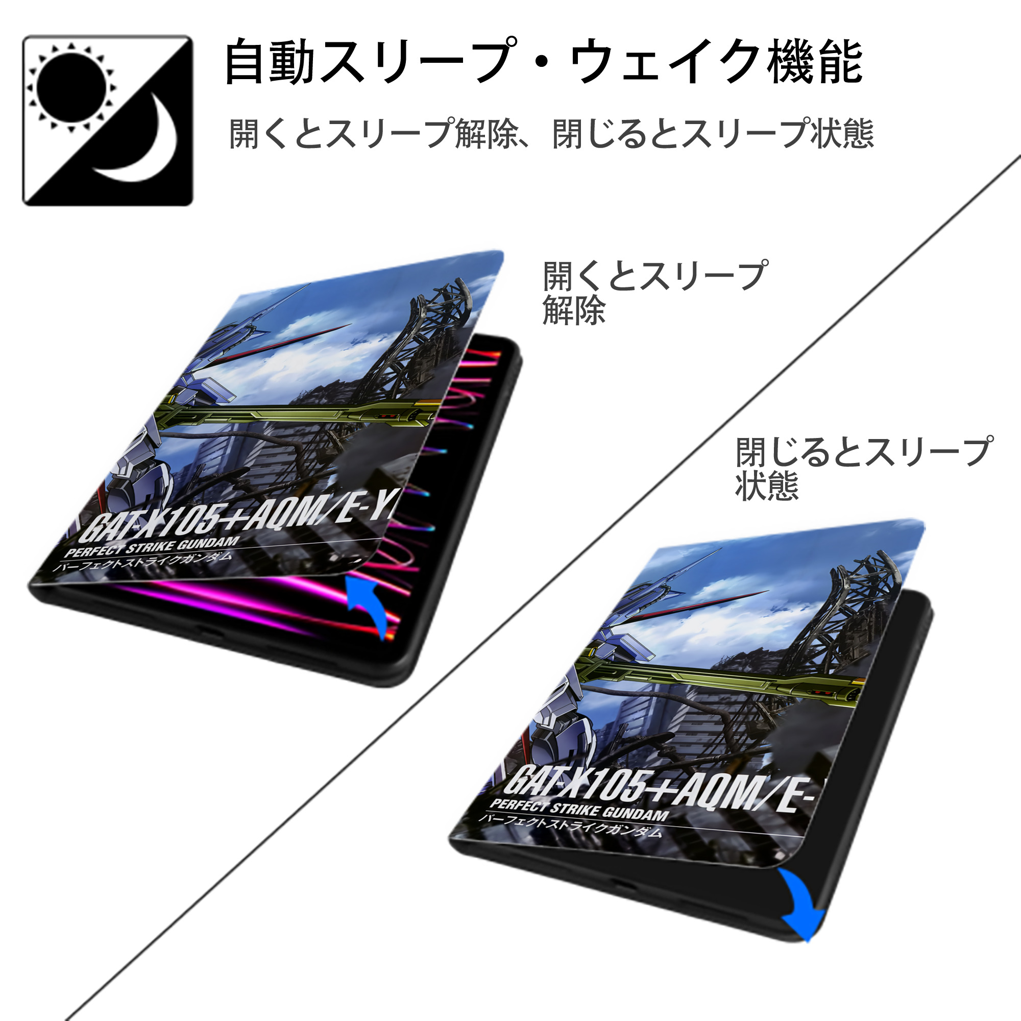 機動戦士ガンダム Mobile Suit Gundam IPad ケース ブック型 PUレザー TPU 耐衝撃 軽量 薄型 ペン収納なし 全面保護 IPad 各モデル対応