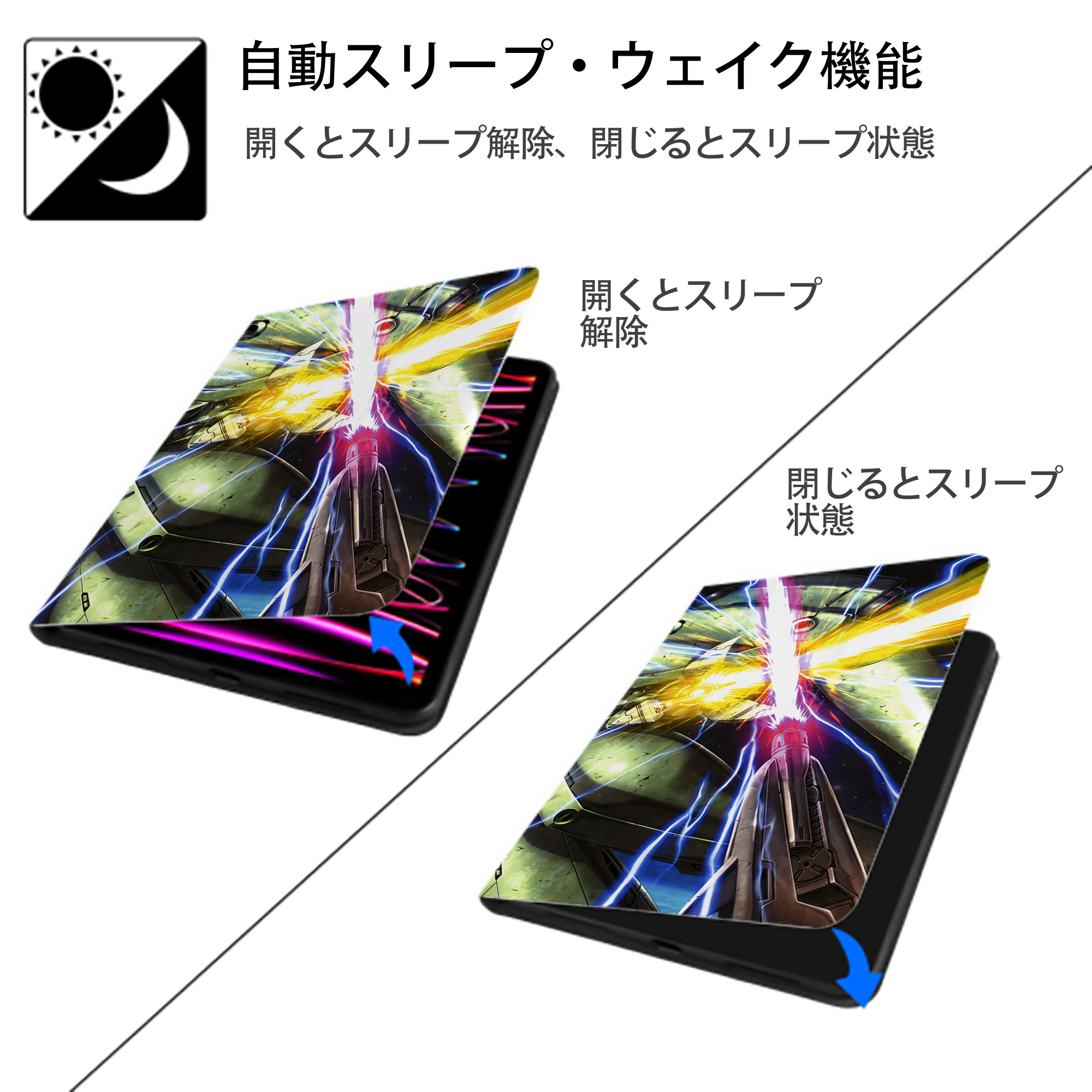 機動戦士ガンダム Mobile Suit Gundam IPadケース ペンホルダー付き ブックスタイルデザイン