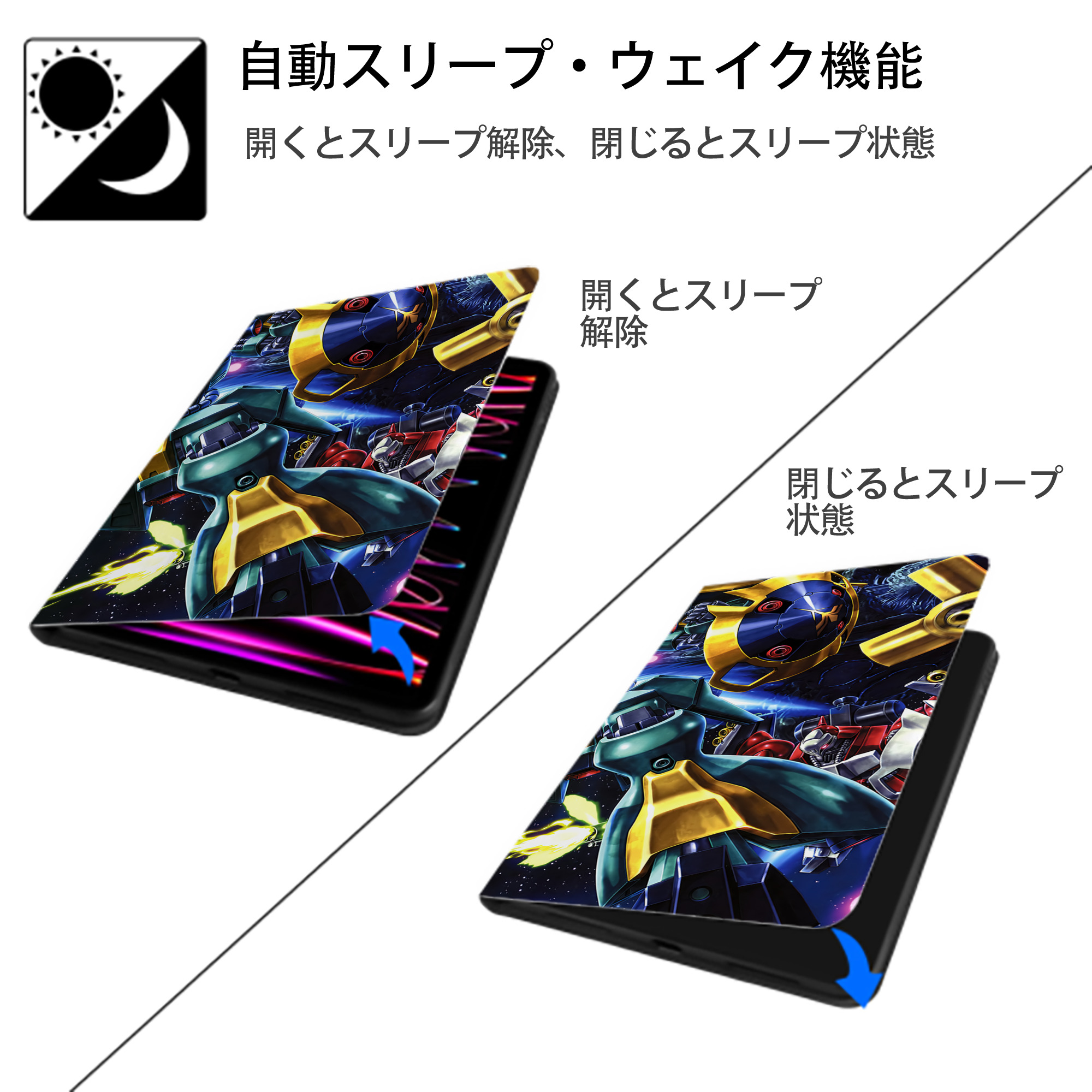 機動戦士ガンダム Mobile Suit Gundam IPadケース ペンホルダー付き ブックスタイルデザイン