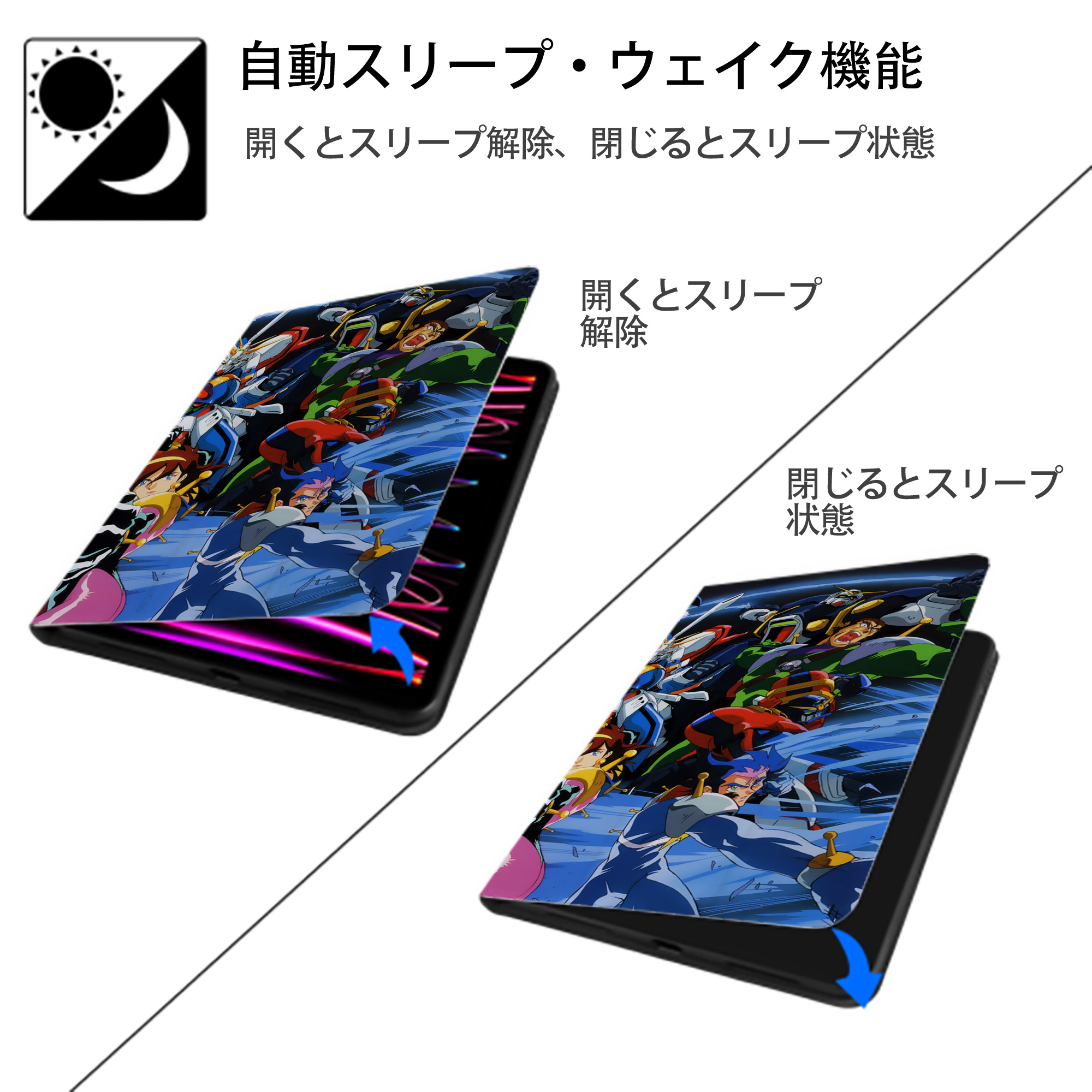 機動戦士ガンダム Mobile Suit Gundam IPadケース ペンホルダー付き ブックスタイルデザイン