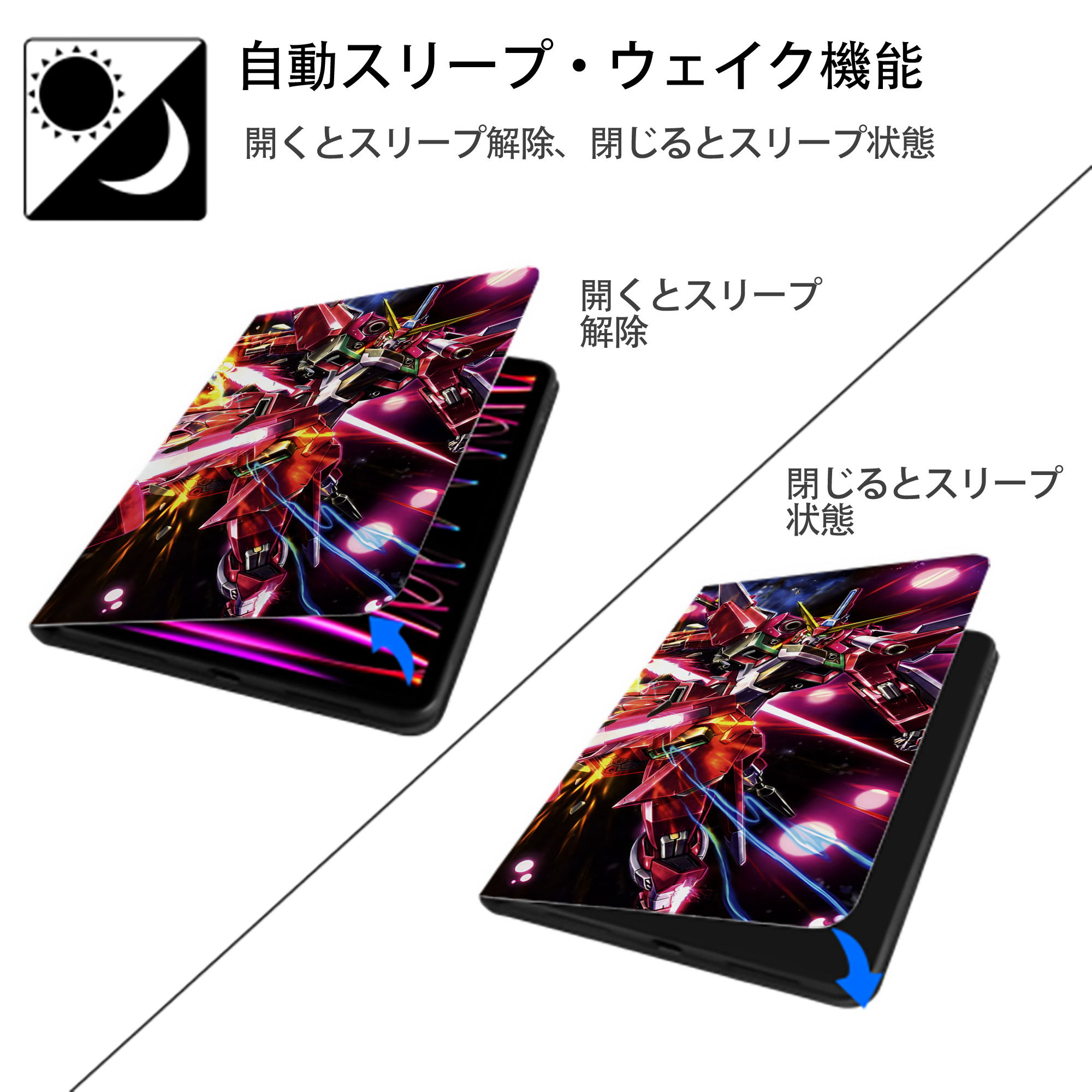 機動戦士ガンダム Mobile Suit Gundam IPadケース ペンホルダー付き ブックスタイルデザイン