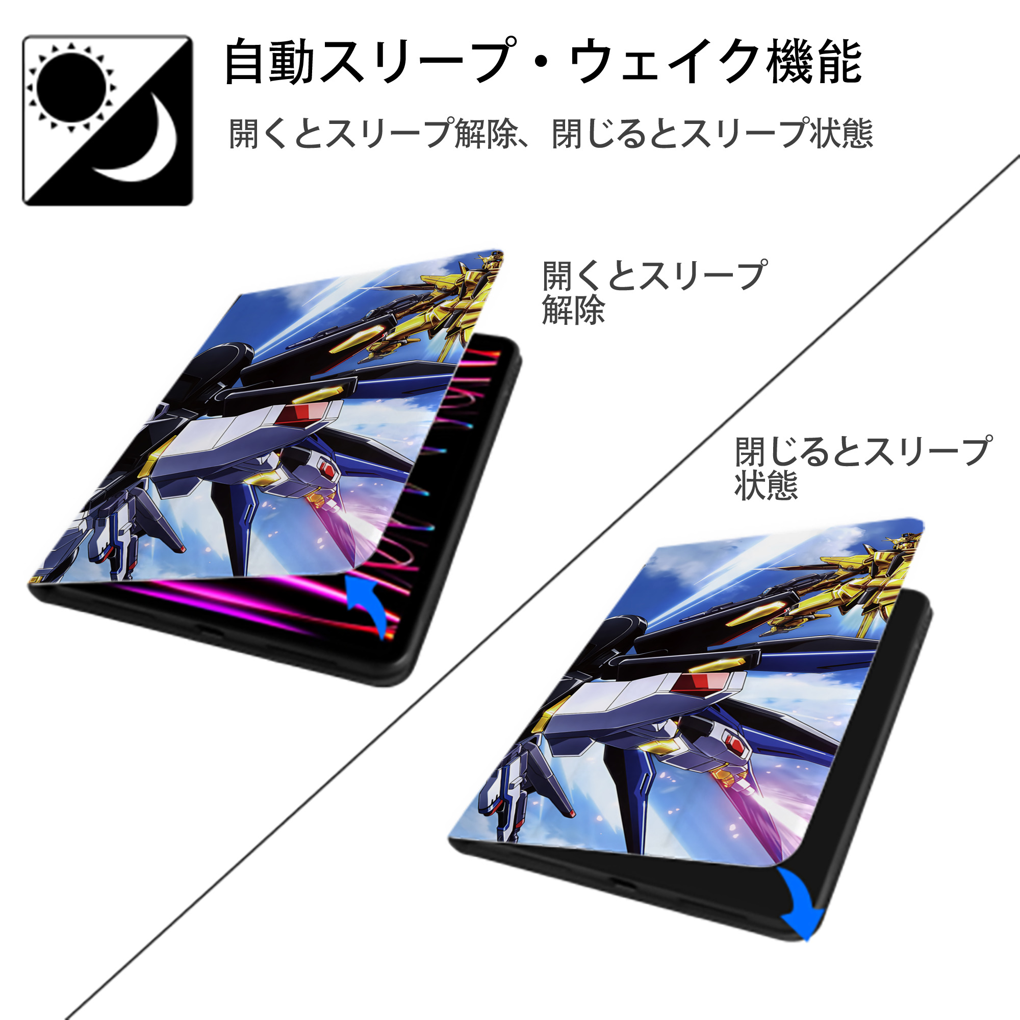 機動戦士ガンダム Mobile Suit Gundam IPadケース ペンホルダー付き ブックスタイルデザイン