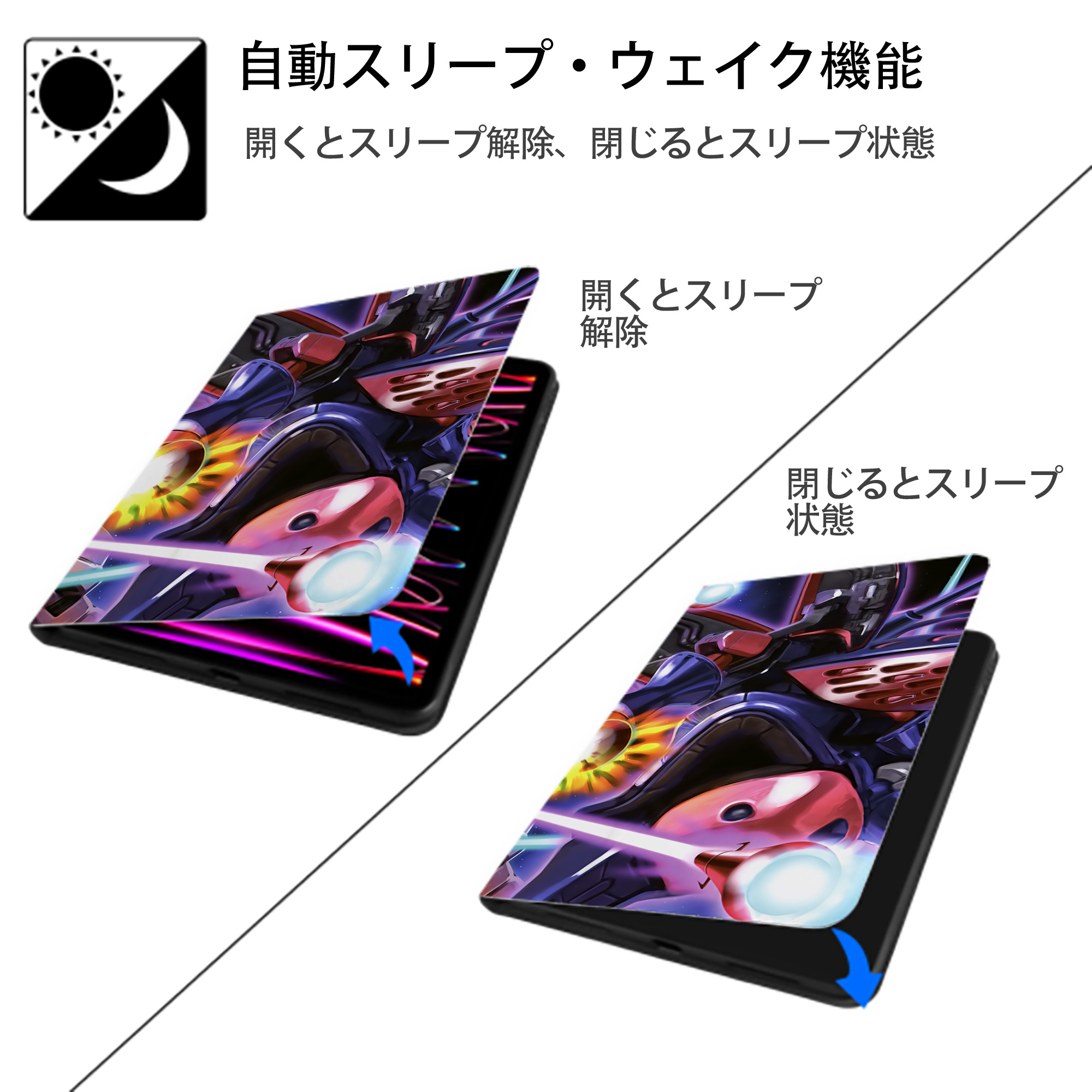 機動戦士ガンダム Mobile Suit Gundam IPadケース ペンホルダー付き ブックスタイルデザイン