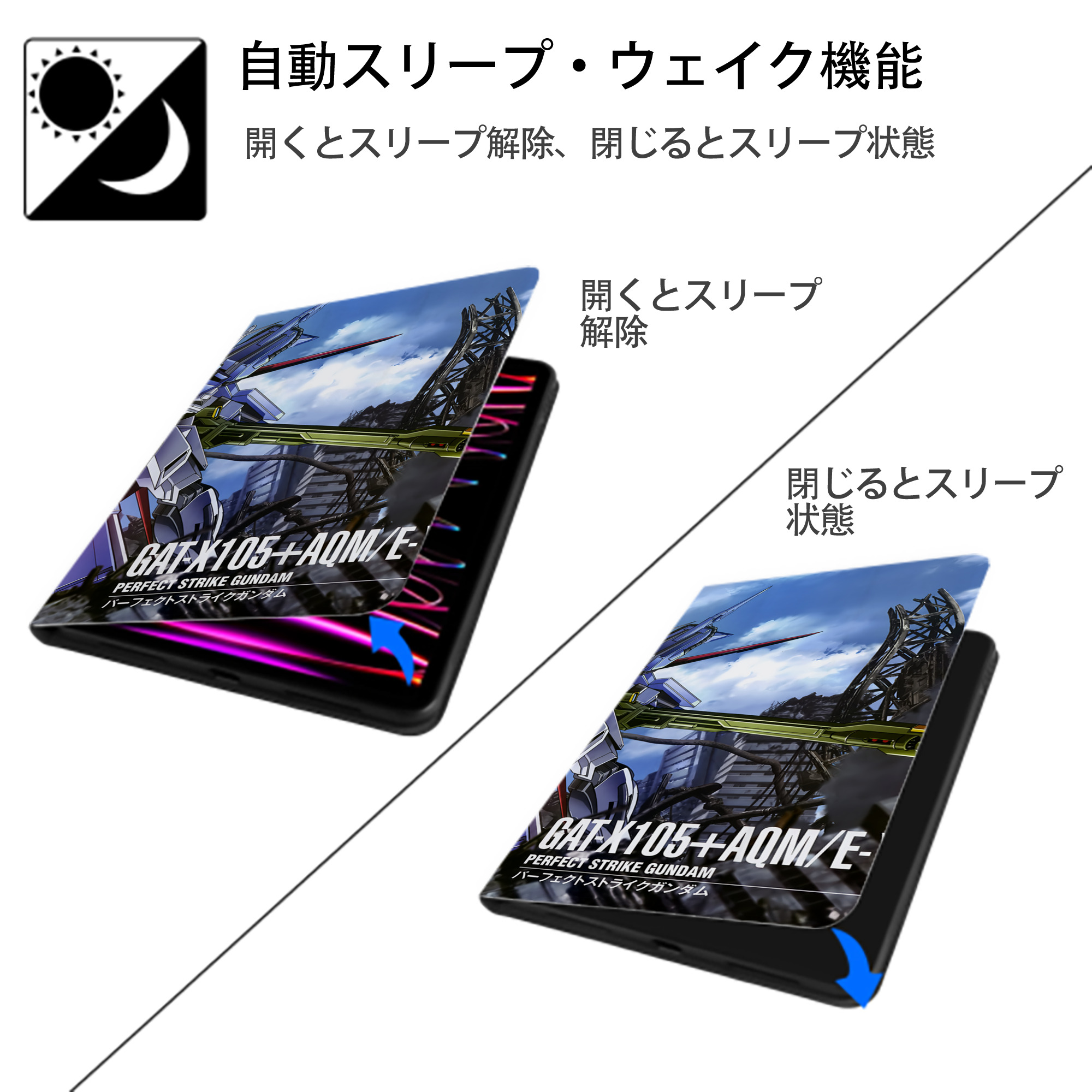 機動戦士ガンダム Mobile Suit Gundam IPadケース ペンホルダー付き ブックスタイルデザイン