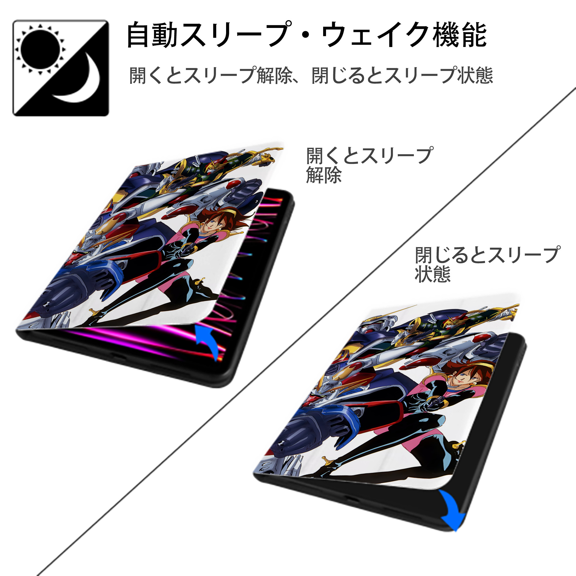 機動戦士ガンダム Mobile Suit Gundam IPadケース ペンホルダー付き ブックスタイルデザイン