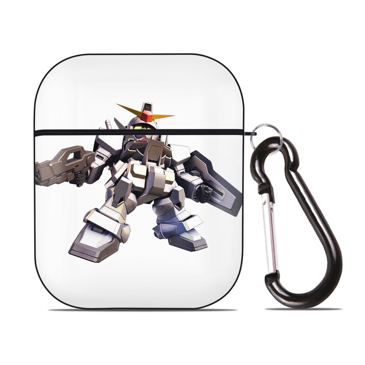 （画像用） 機動戦士ガンダム Mobile Suit Gundam AirPods 第2世代保護ケース ハードシェル ブラック 耐衝撃・防指紋・カラビナ付き