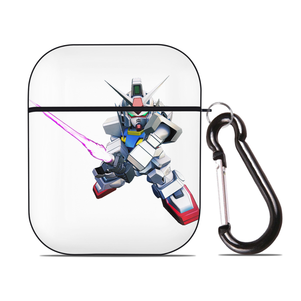 （画像用） 機動戦士ガンダム Mobile Suit Gundam AirPods 第2世代保護ケース ハードシェル ブラック 耐衝撃・防指紋・カラビナ付き