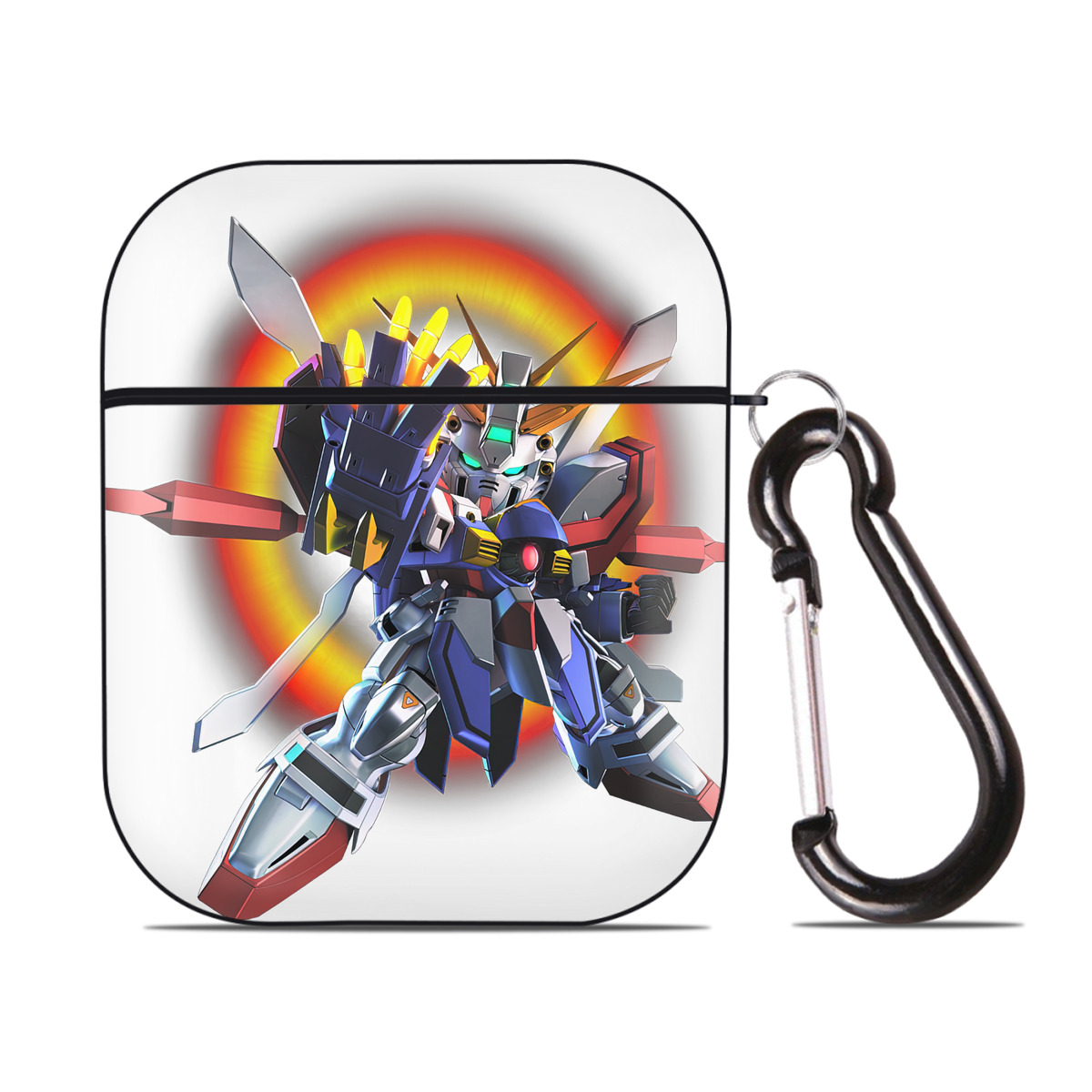 （画像用） 機動戦士ガンダム Mobile Suit Gundam AirPods 第2世代保護ケース ハードシェル ブラック 耐衝撃・防指紋・カラビナ付き